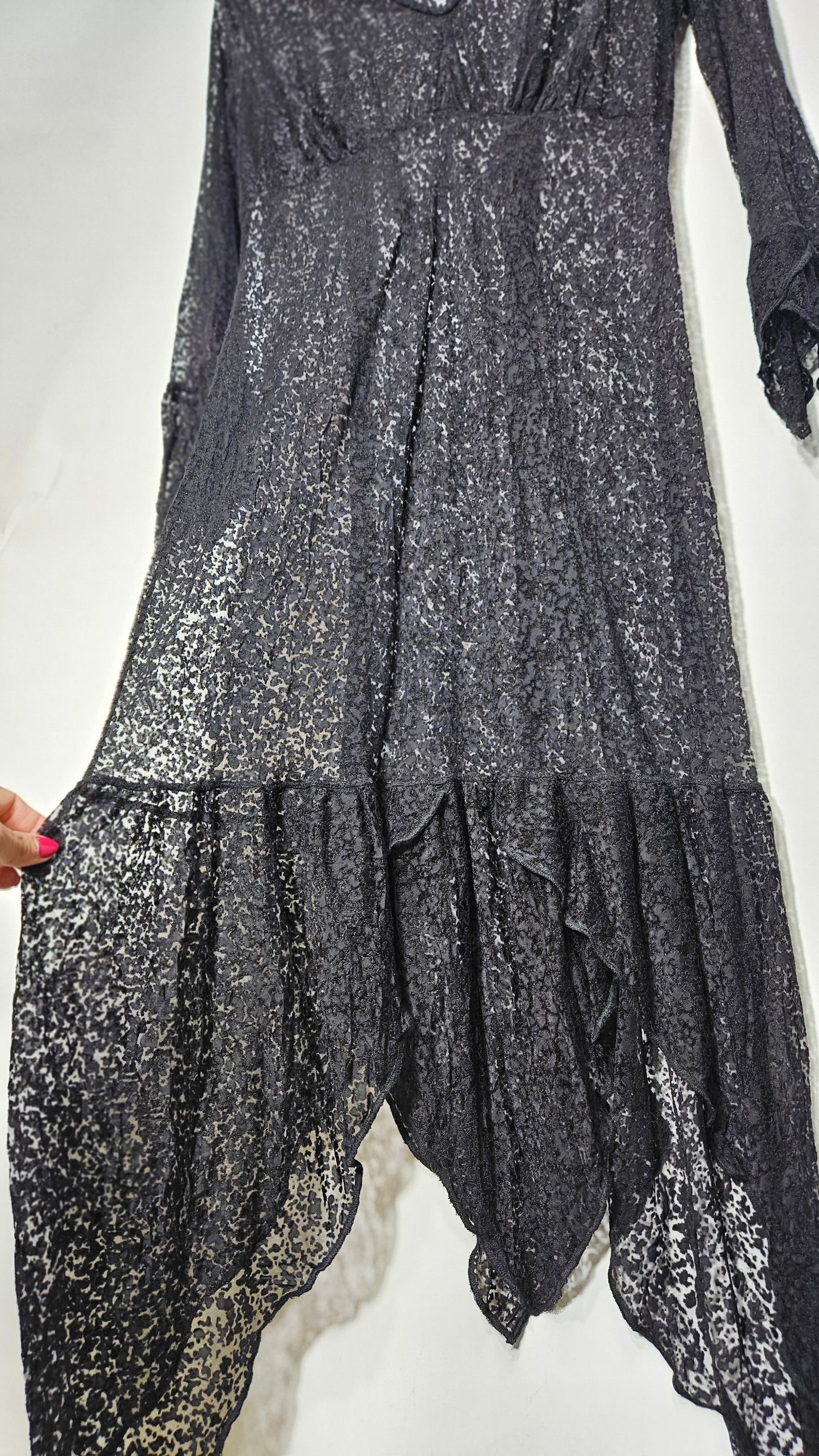 Gothic Black Asymmetrical Dress Long Preloved Dress