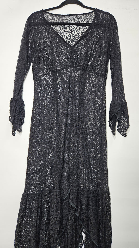 Gothic Black Asymmetrical Dress  Long Preloved Dress