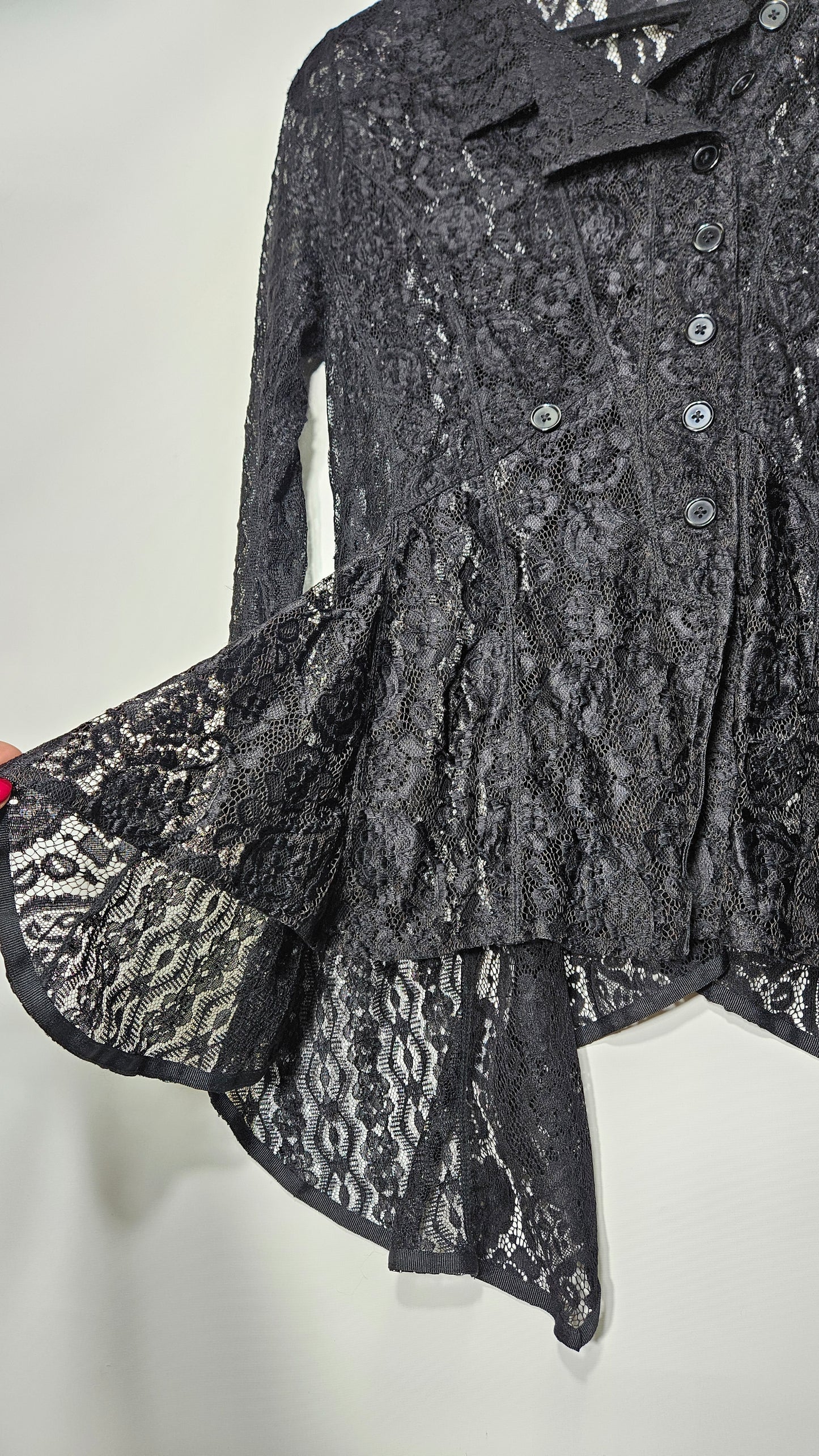 Gothic top Lady Lace black Cardigan Jacket Coat See Through Top