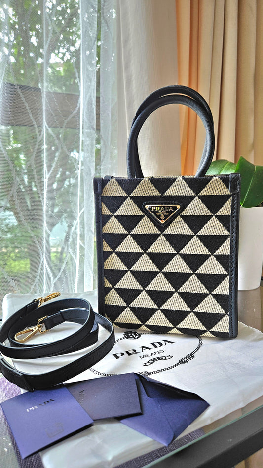 Prada Symbole Triangolo Jacquard Mini Tote - Prada shoulder bag - Mini hand bag