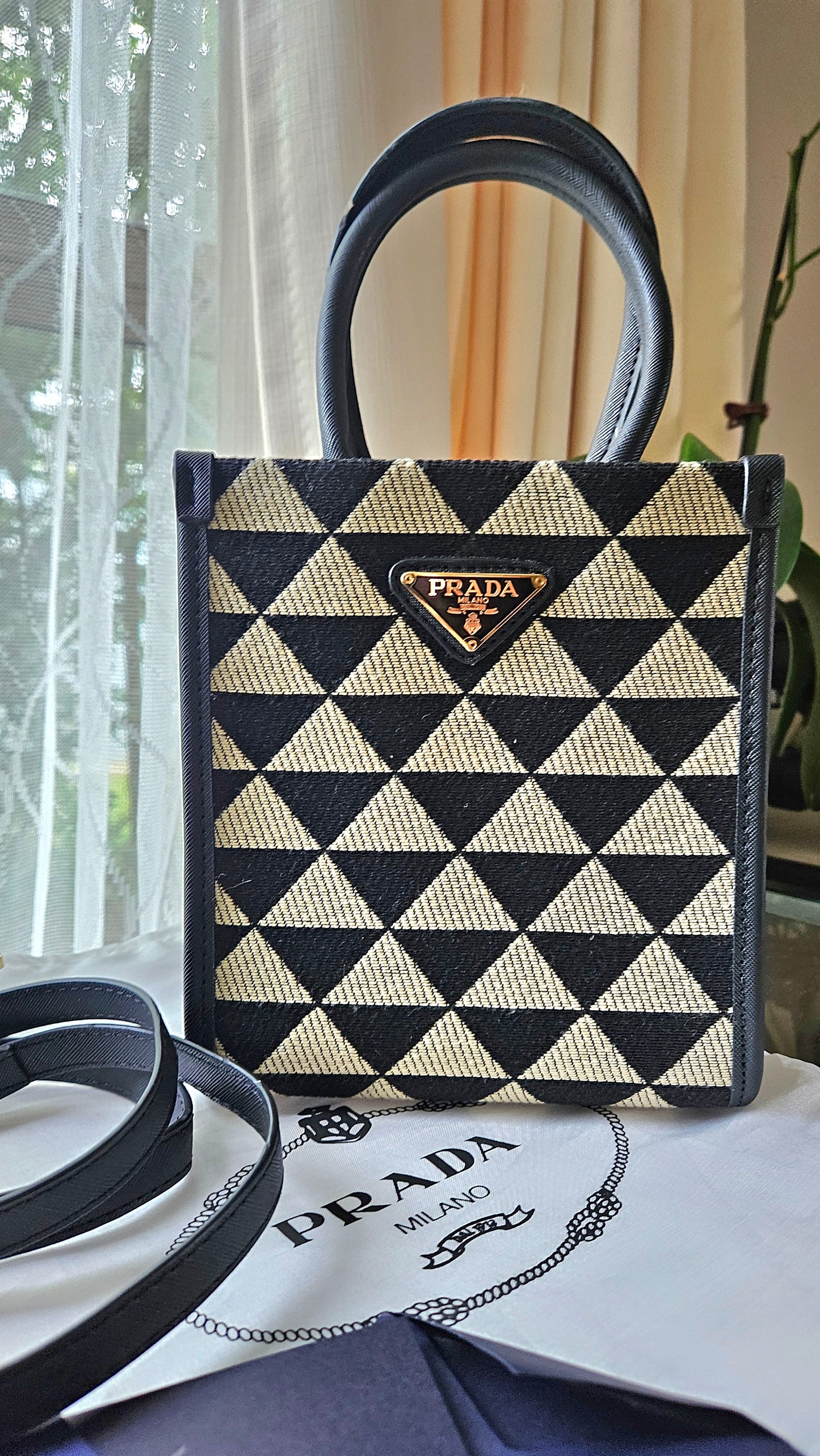 Prada Symbole Triangolo Jacquard Mini Tote - Prada shoulder bag - Mini hand bag