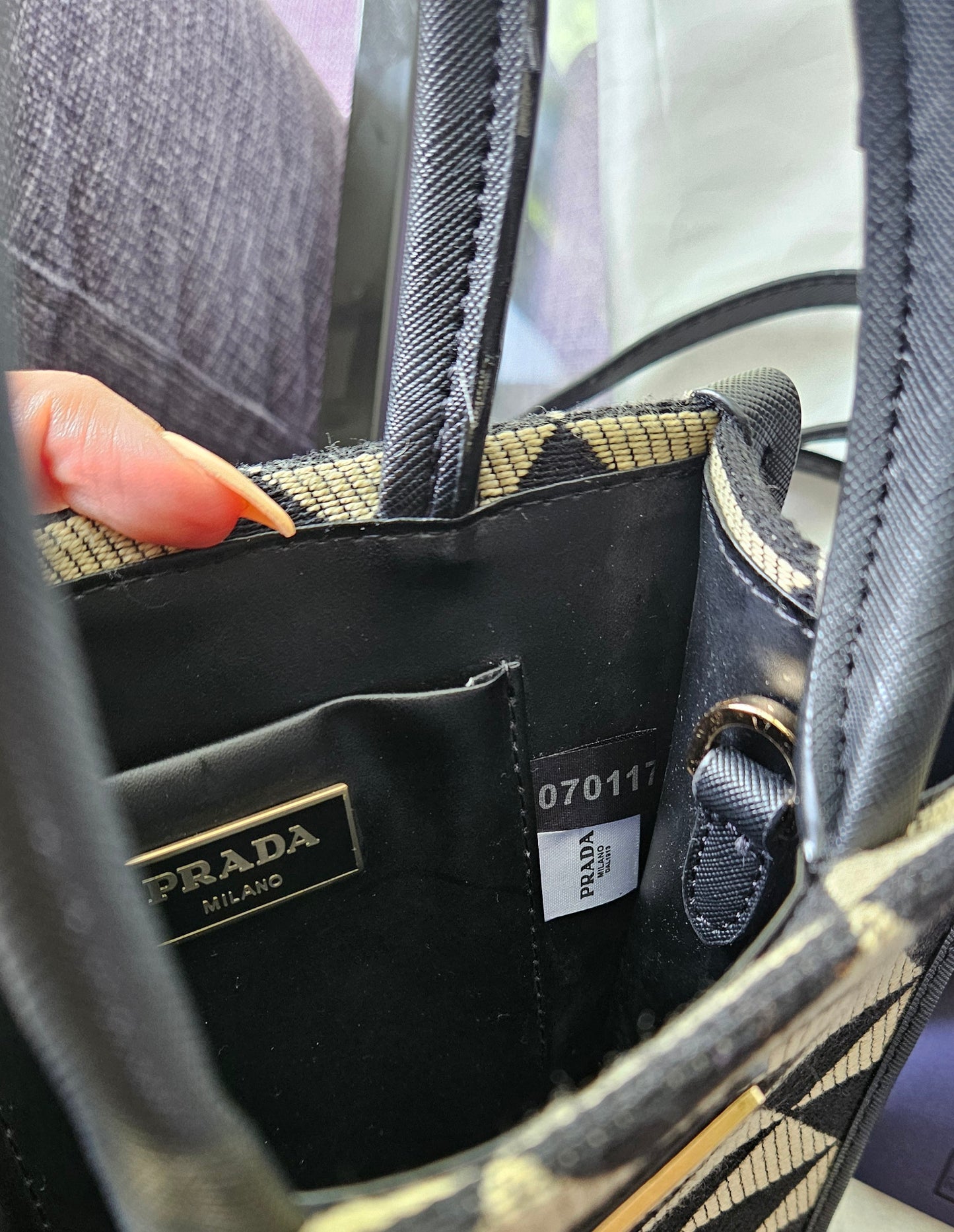 Prada Symbole Triangolo Jacquard Mini Tote - Prada shoulder bag - Mini hand bag