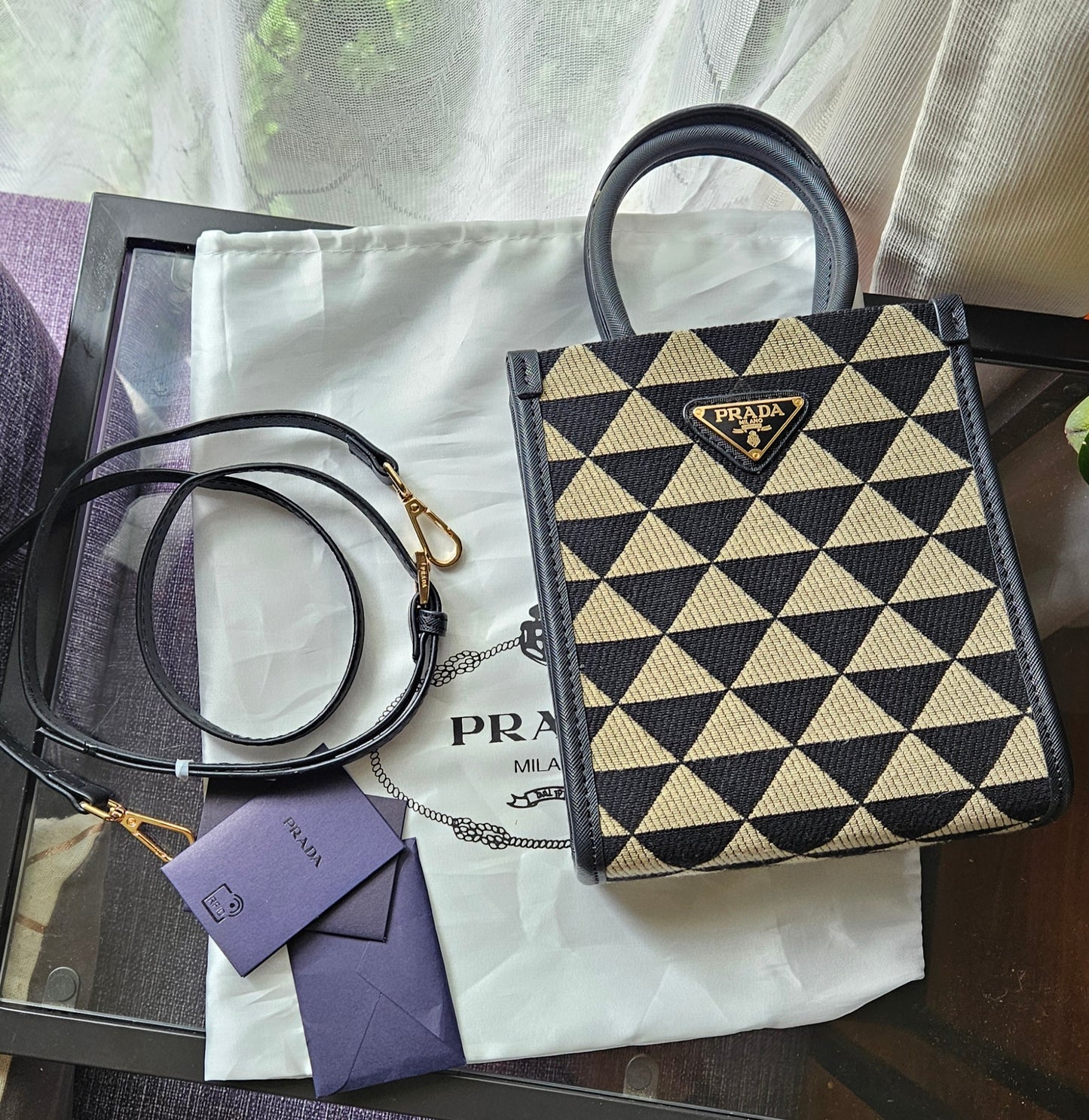 Prada Symbole Triangolo Jacquard Mini Tote - Prada shoulder bag - Mini hand bag