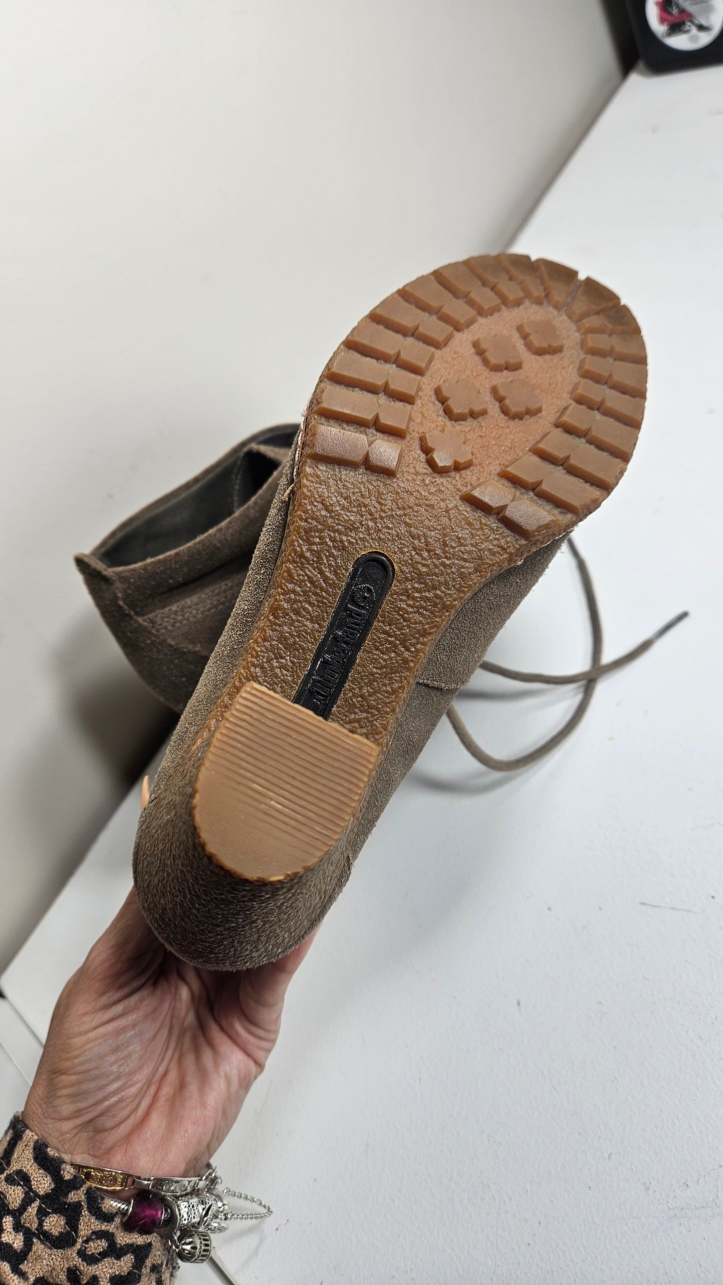 Stunning TIMBERLAND GLANCY Chukka Ankle BOOTS SUEDE High Heels Lace UpsBoots Size 38.