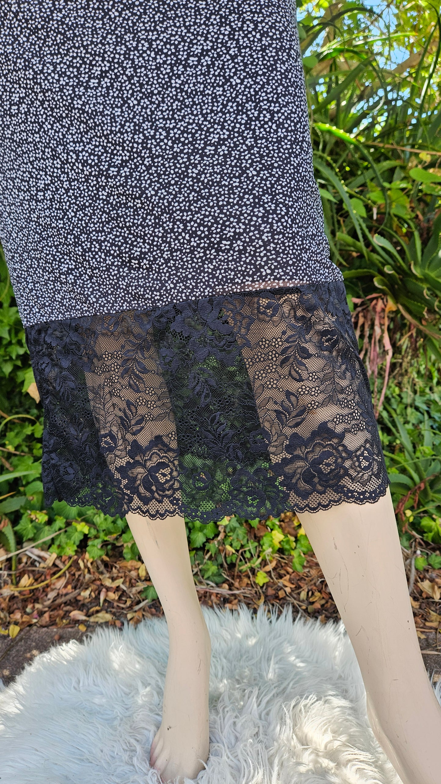 Lace-trimmed Mesh Dress Midi Dress