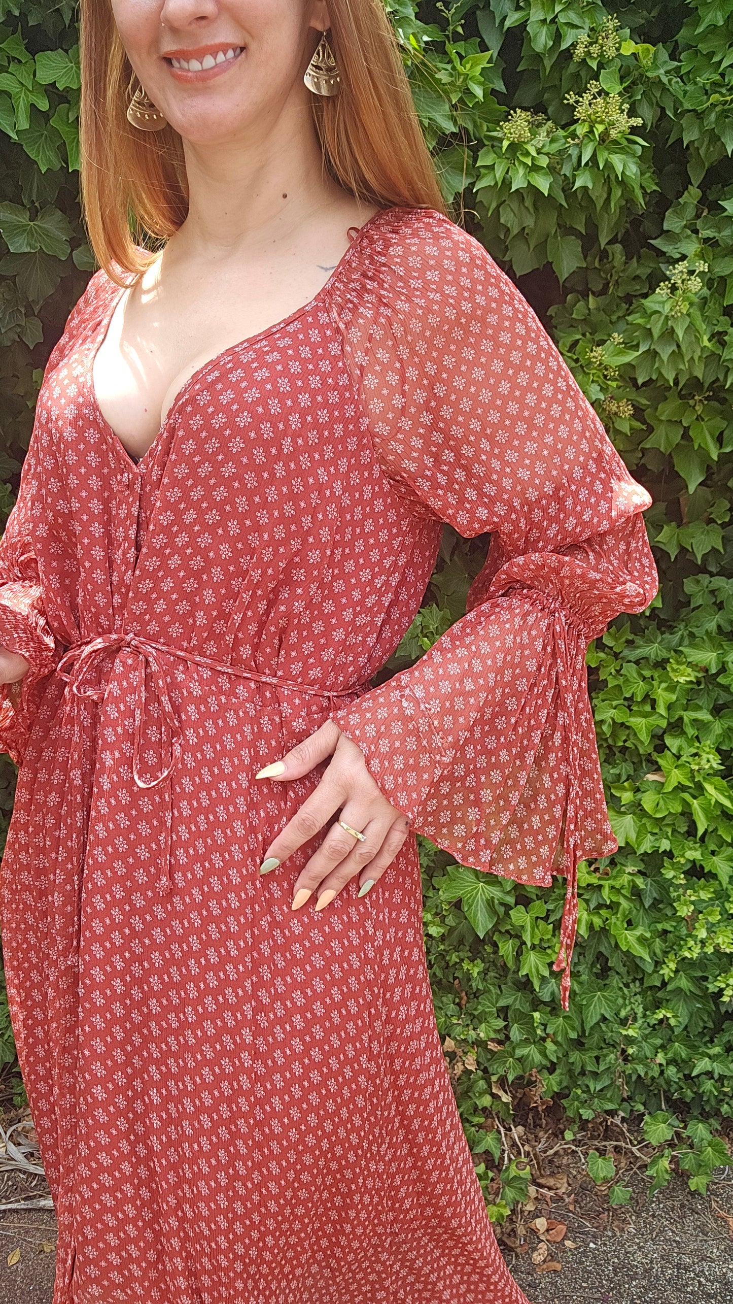 Stevie May Stella Midi Dress beautiful Terracotta Red Dress Size M