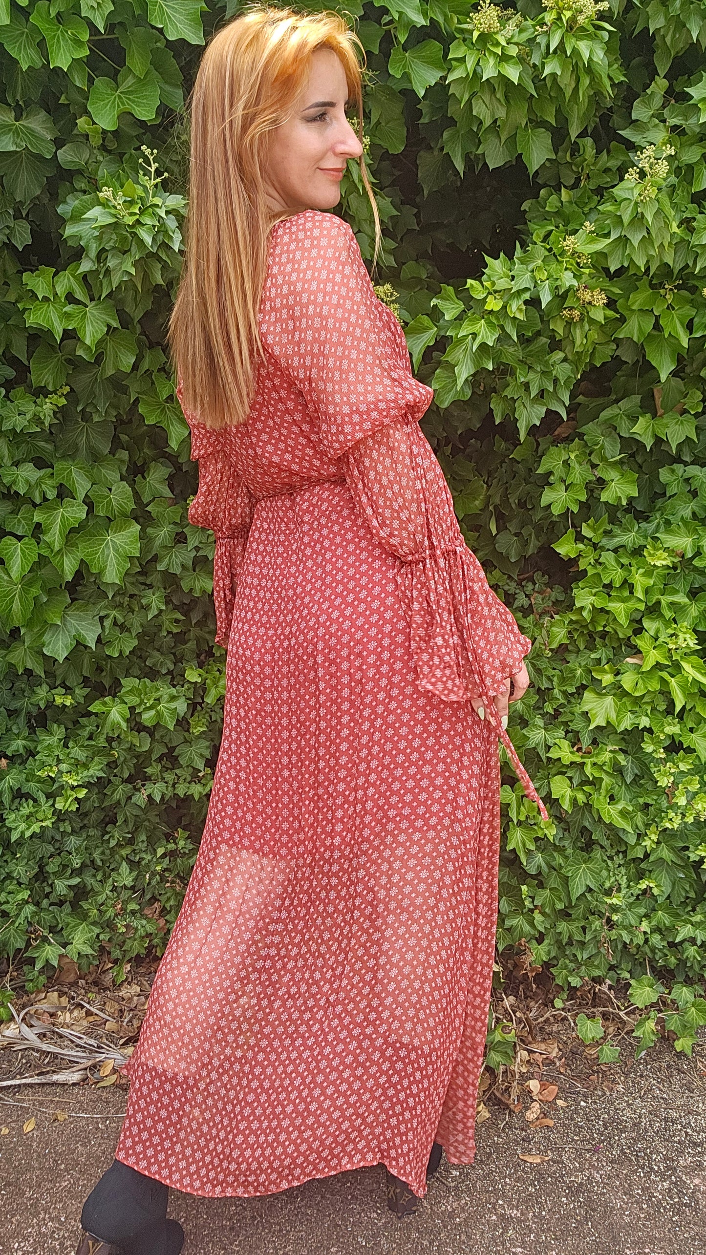 Stevie May Stella Midi Dress beautiful terracotta red MIDI Dress Size M