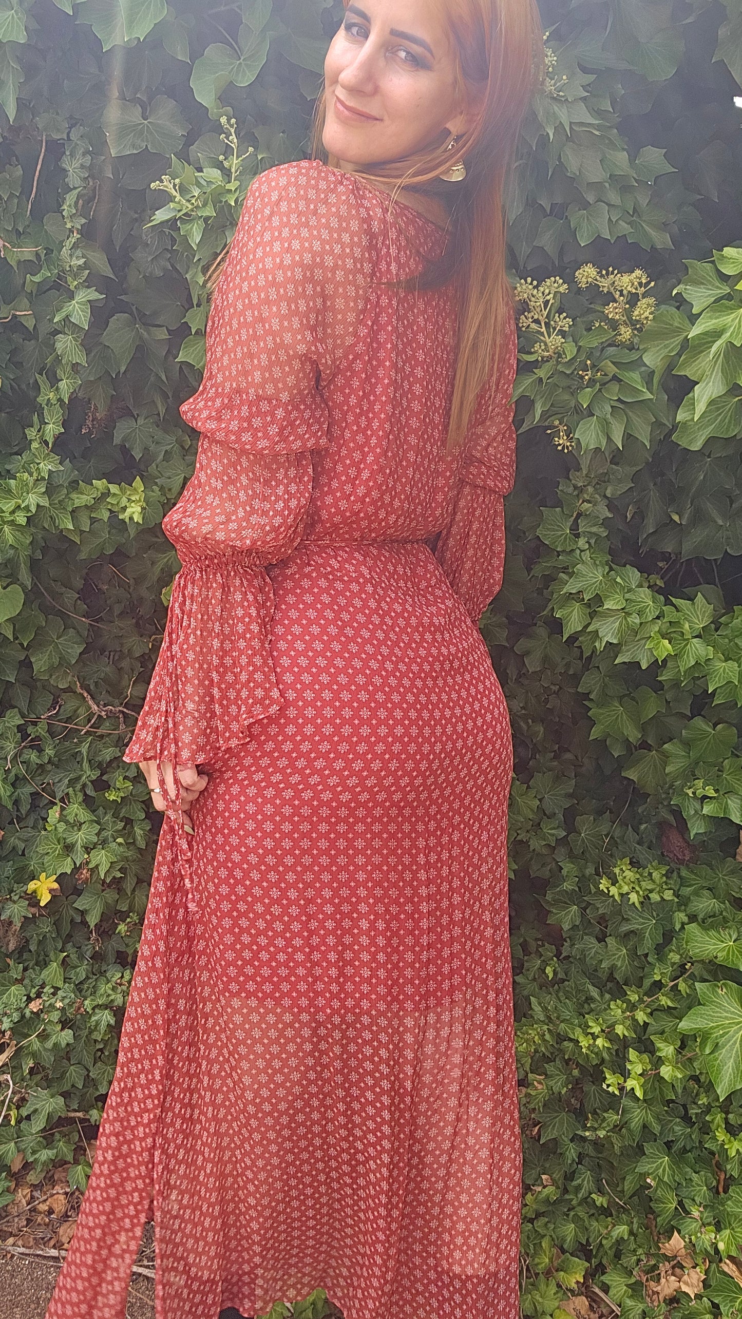 Stevie May Stella Midi Dress beautiful terracotta red MIDI Dress Size M