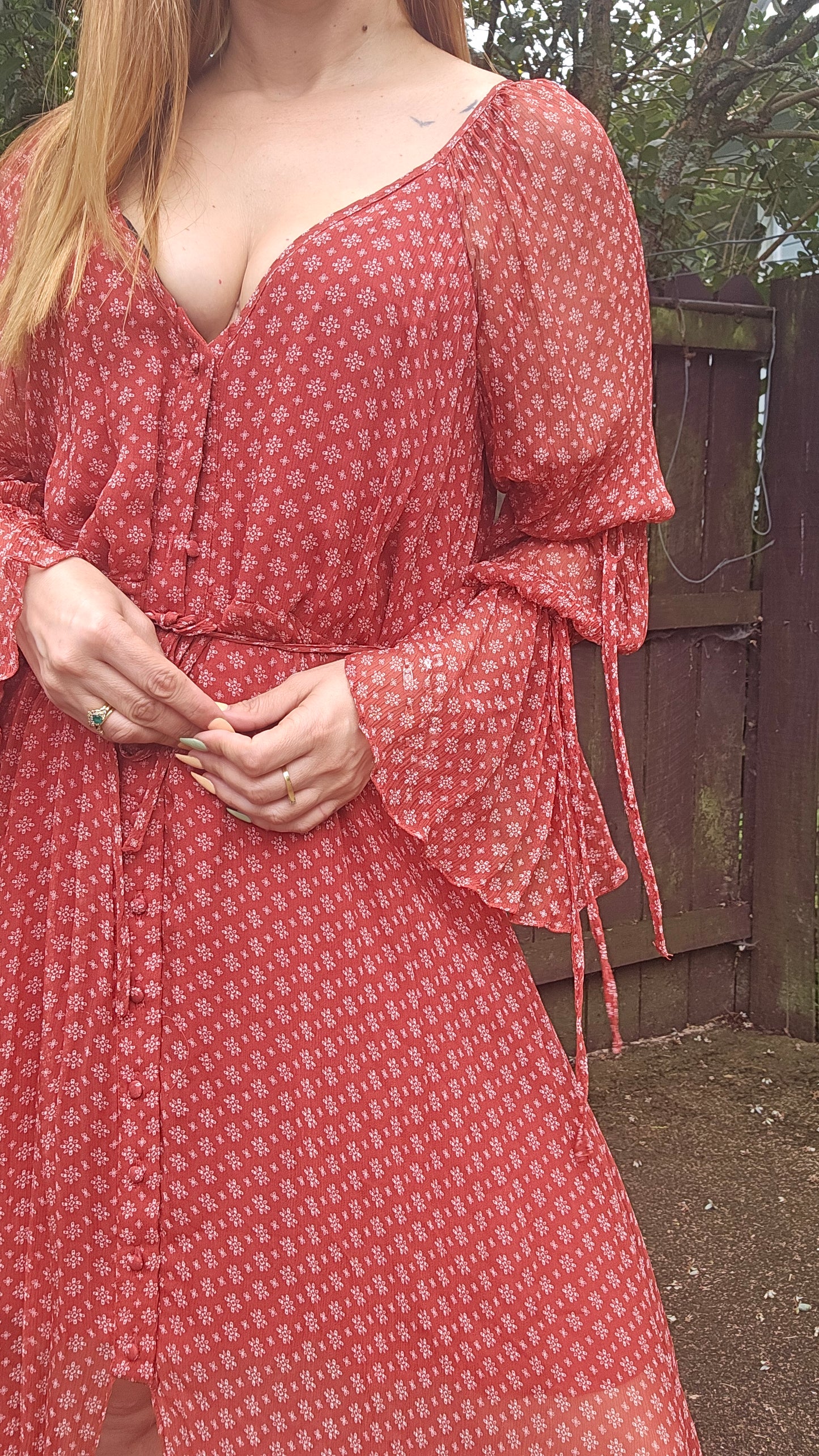 Stevie May Stella Midi Dress beautiful terracotta red MIDI Dress Size M