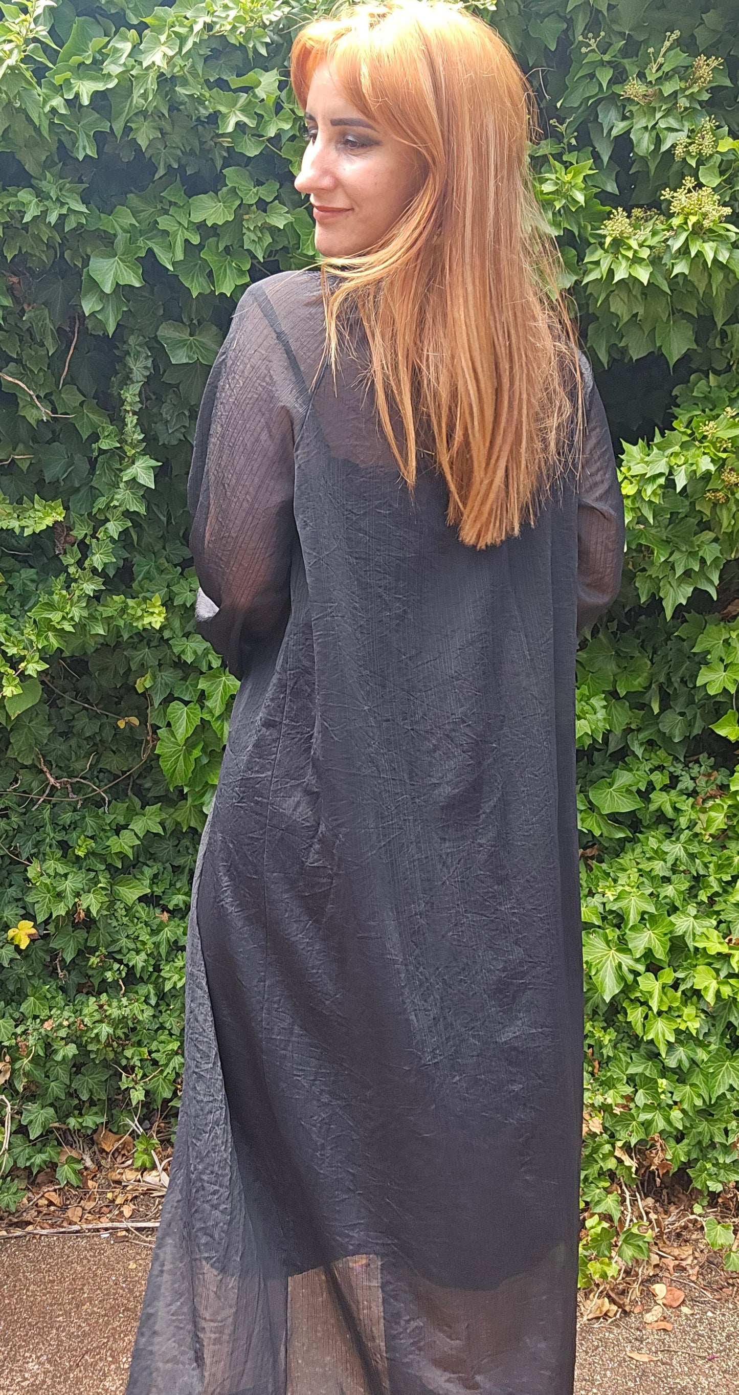 Nz Vintage black Robe & Slip dress Lingerie lace Gown Vintage Robe