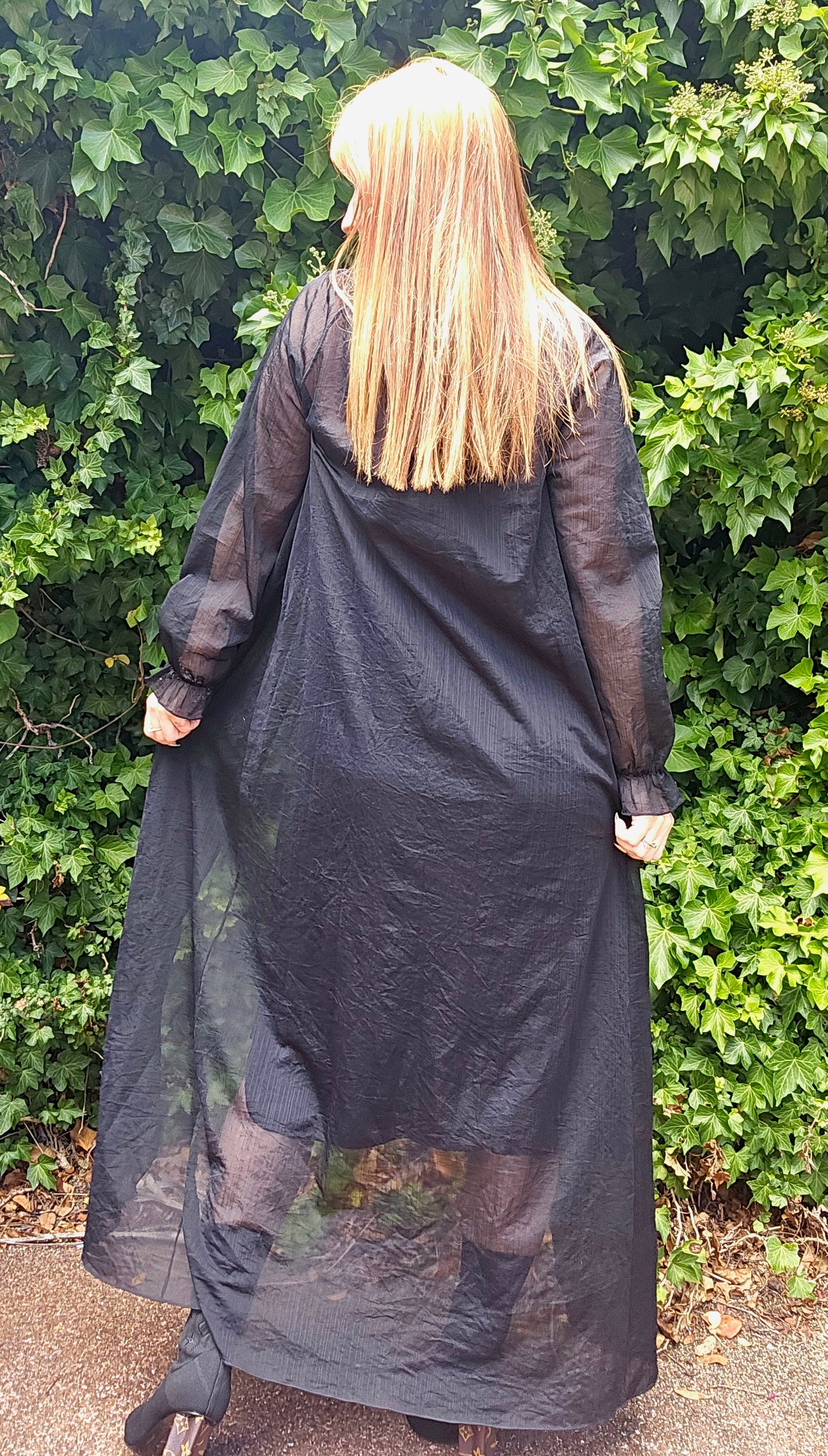 Nz Vintage black Robe & Slip dress Lingerie lace Gown Vintage Robe