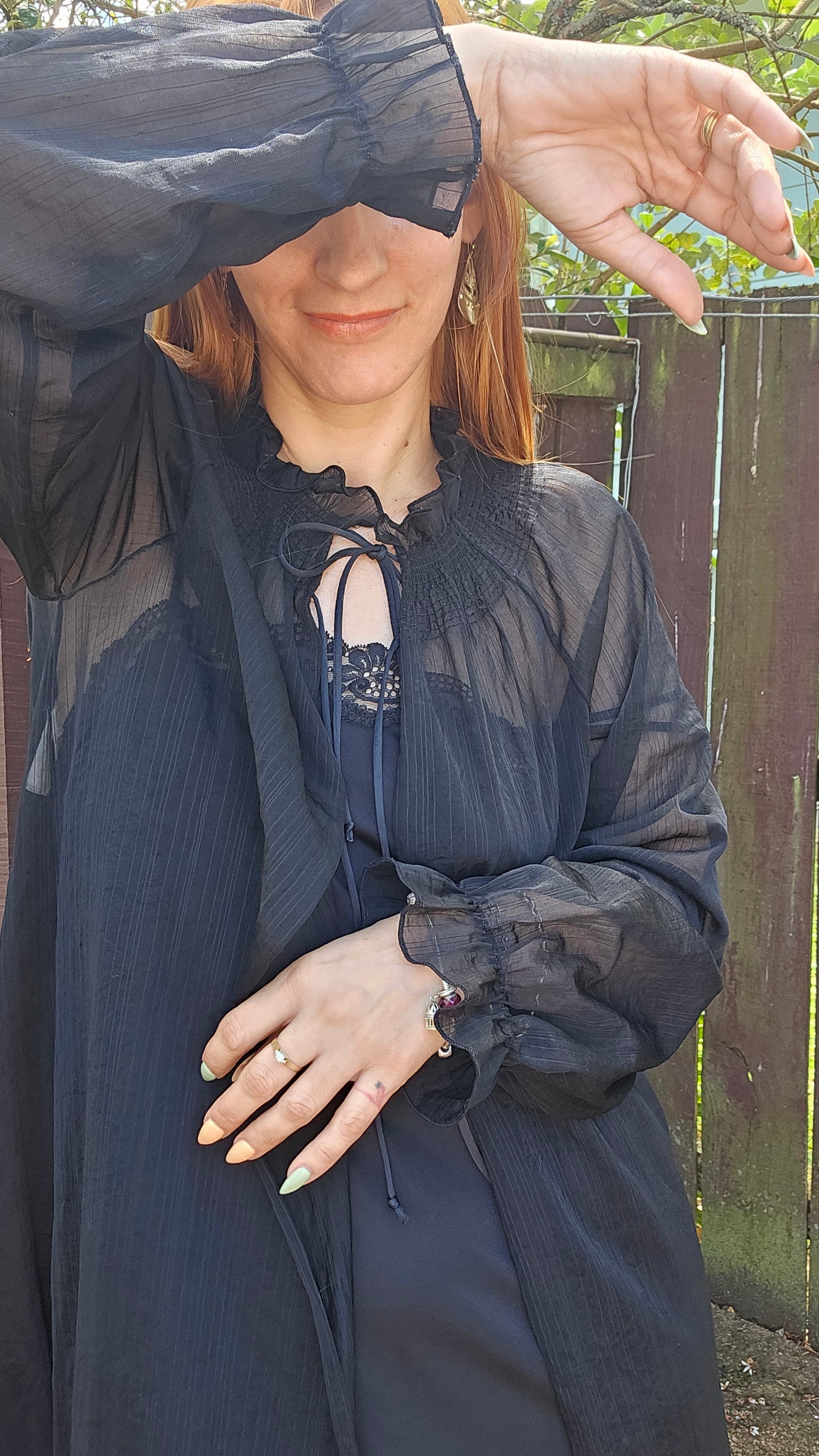 Nz Vintage black Robe & Slip dress Lingerie lace Gown Vintage Robe