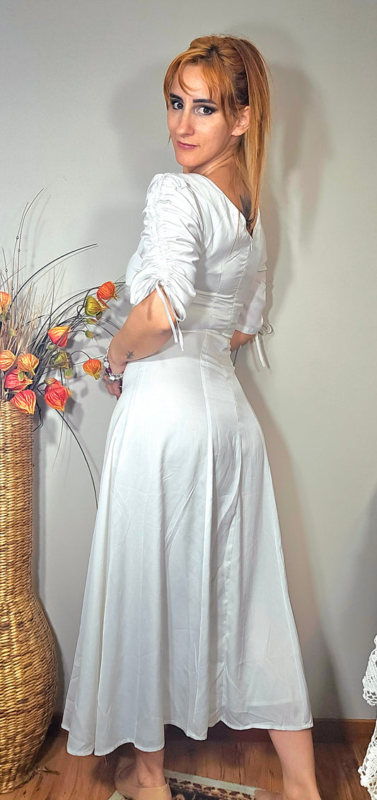 Romantic
Puff Sleeve Cut Out A line Dress Midi Dress