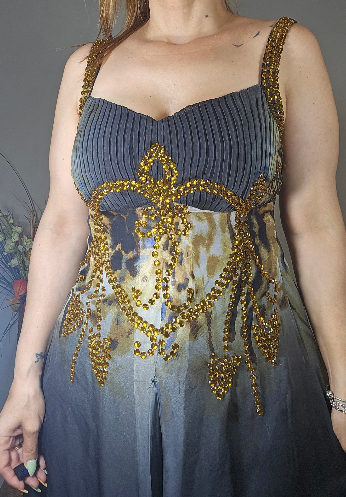 Gray and gold Evening Dress - Preloved Dress