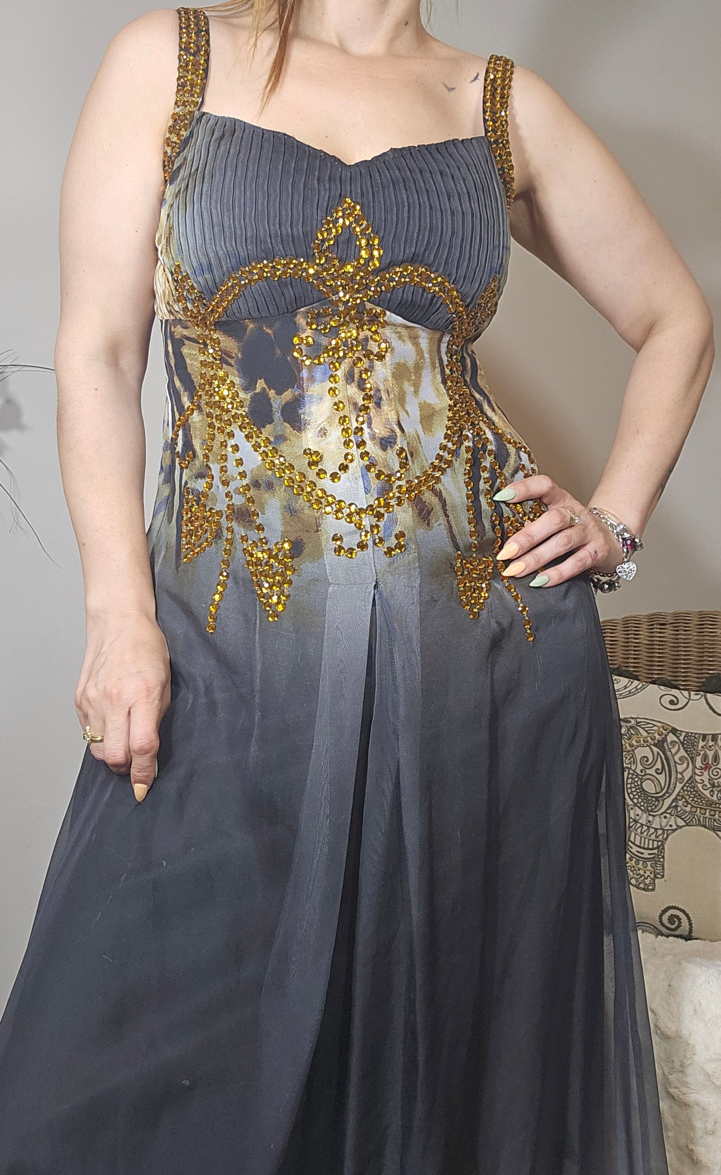 Gray and gold Evening Dress - Preloved Dress