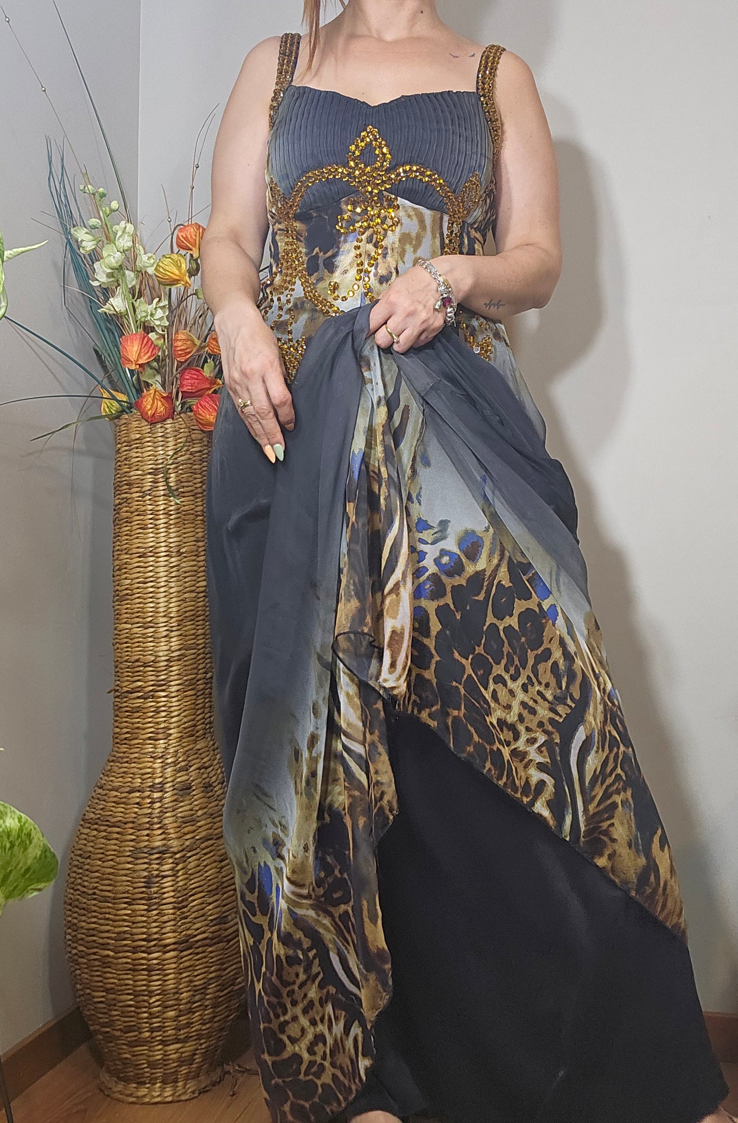 Gray and gold Evening Dress - Preloved Dress
