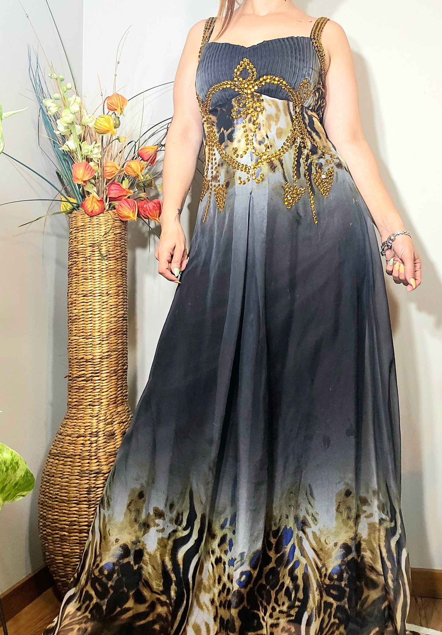 Gray and gold Evening Dress - Preloved Dress