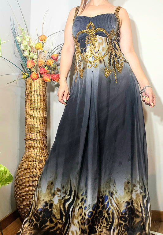 Gray and gold Evening Dress - Preloved Dress