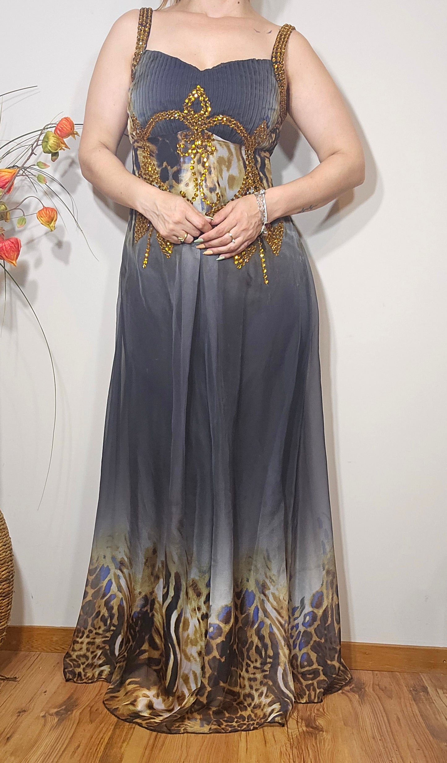 Gray and gold Evening Dress - Preloved Dress