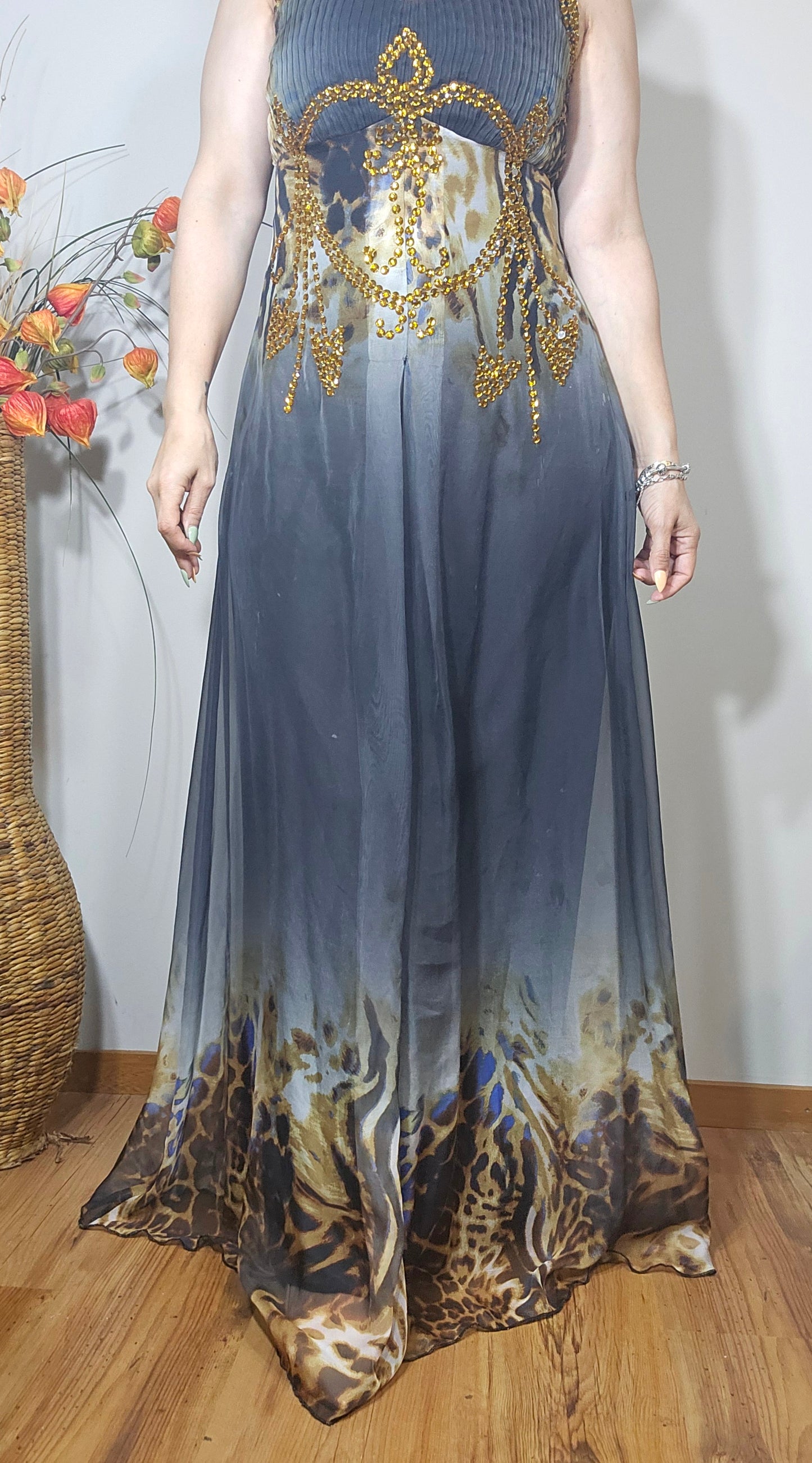 Gray and gold Evening Dress - Preloved Dress