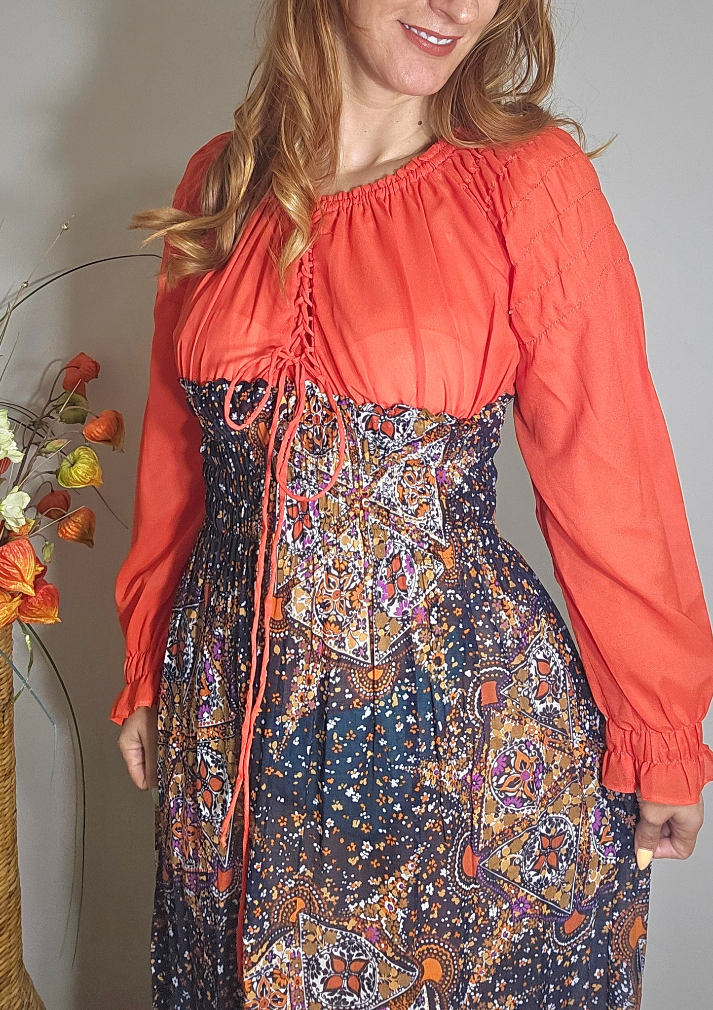 Long Sleeve dress Maxi DRESS size S-M