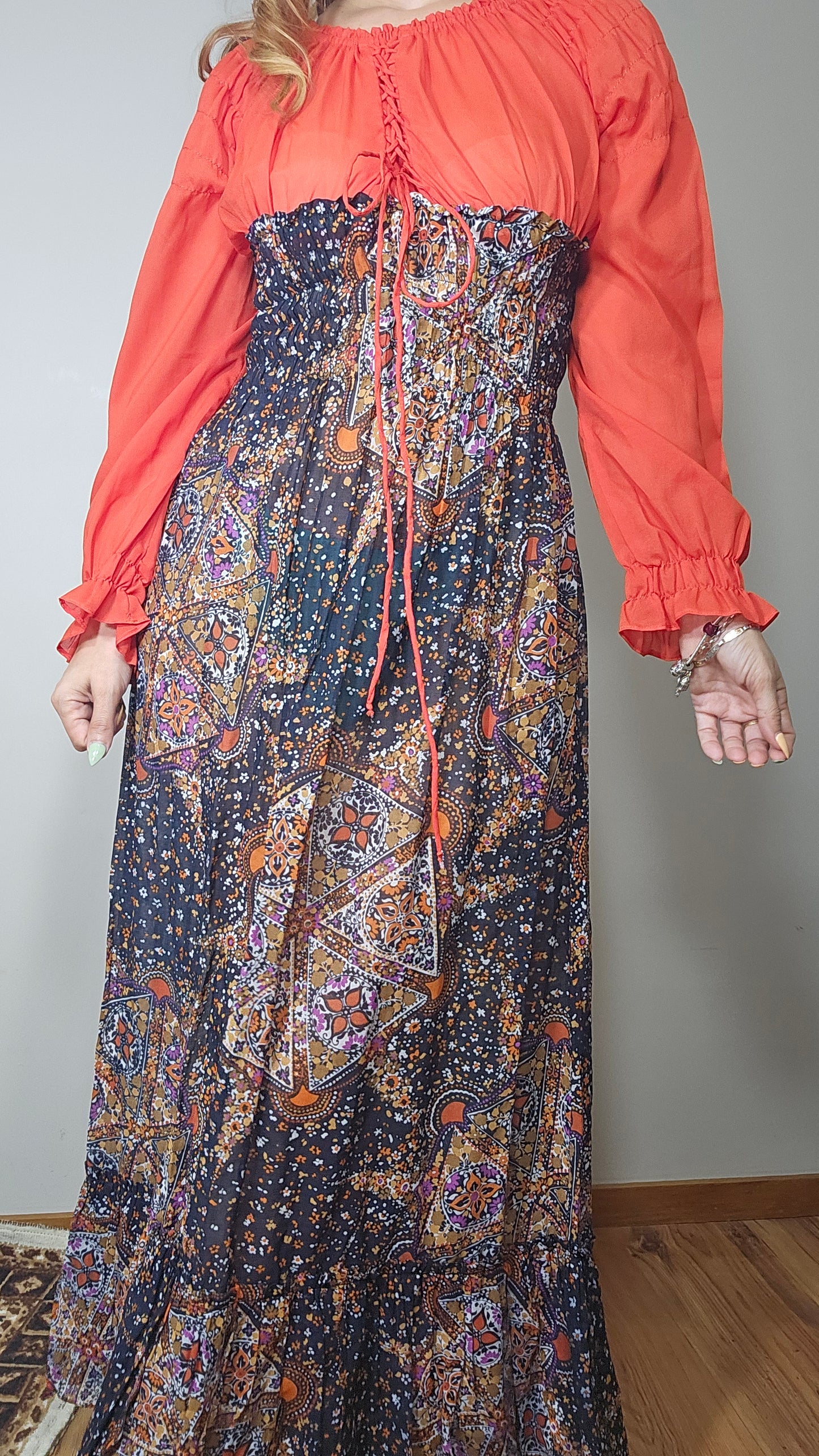 Long Sleeve dress Maxi DRESS size S-M