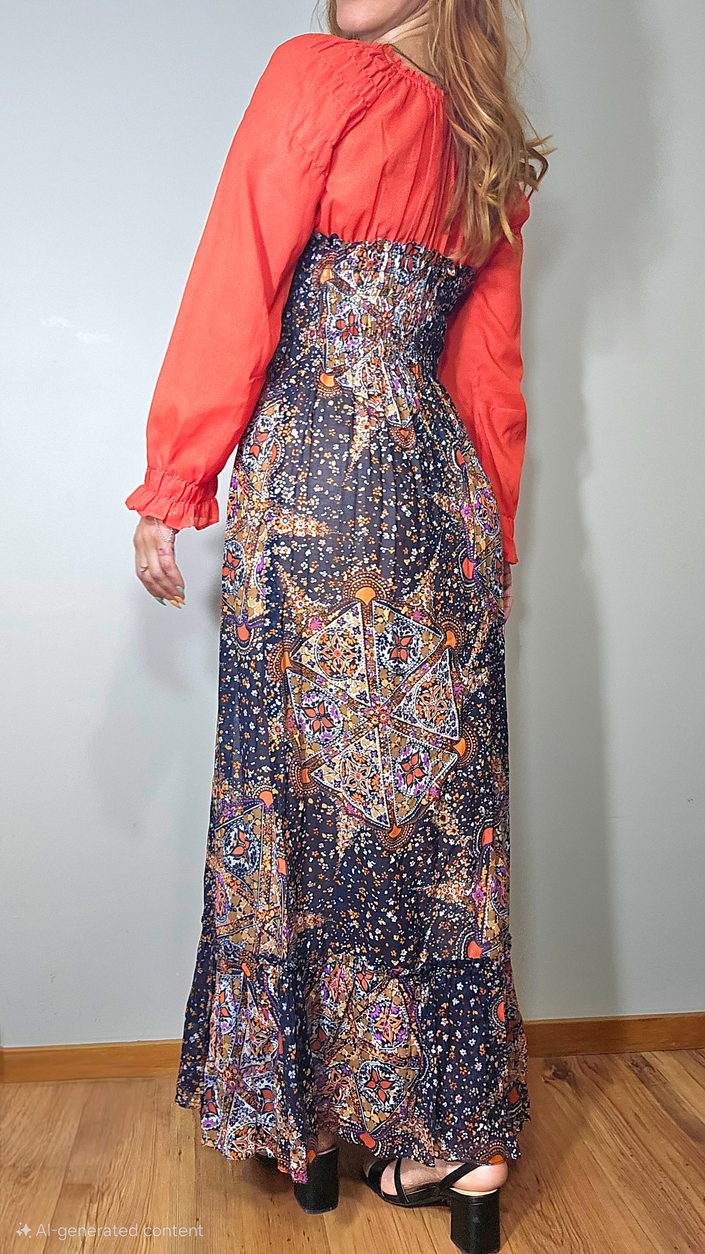 Long Sleeve dress Maxi DRESS size S-M