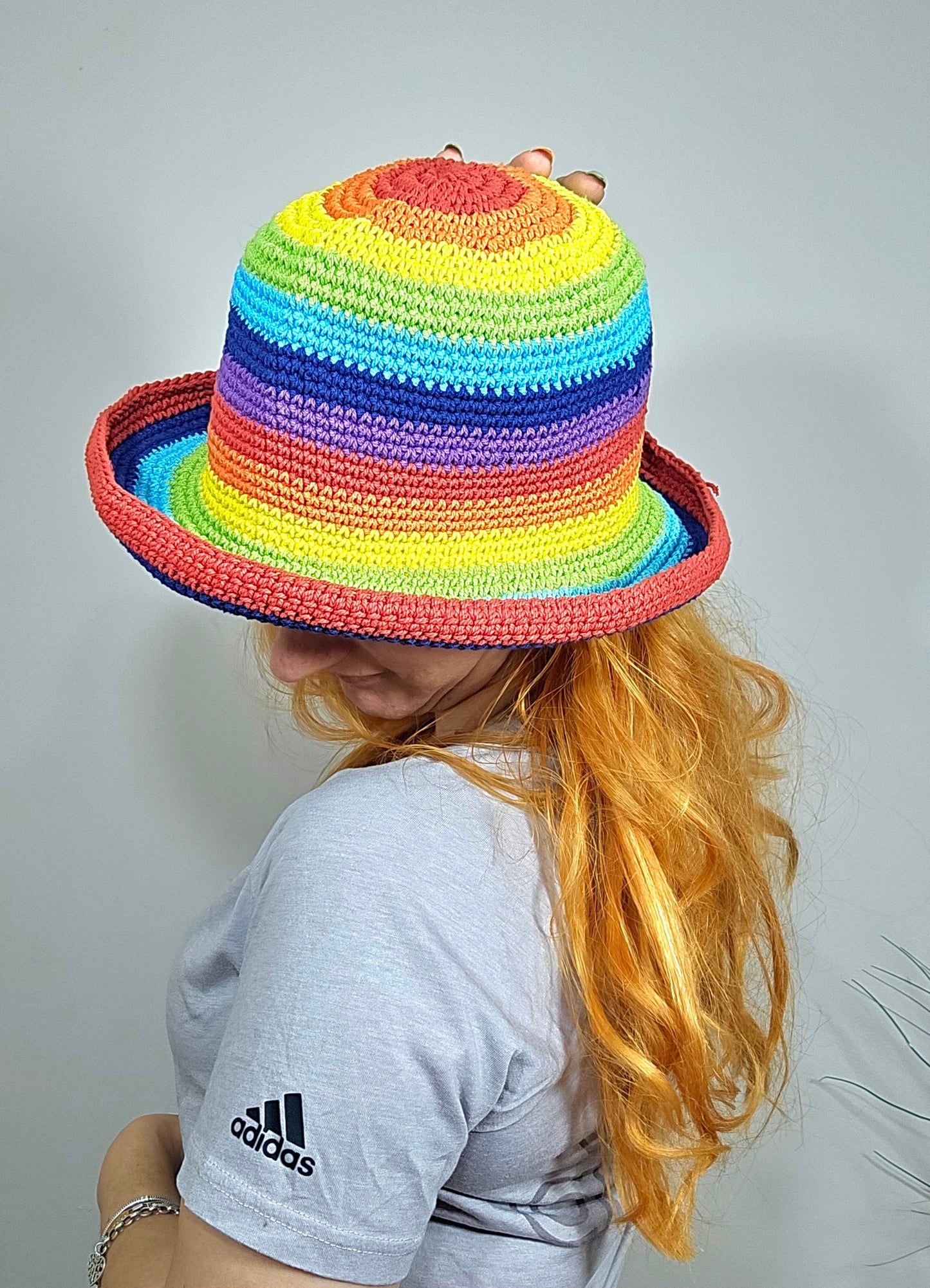 Rainbow Crochet Hat Hippie Bohemian style