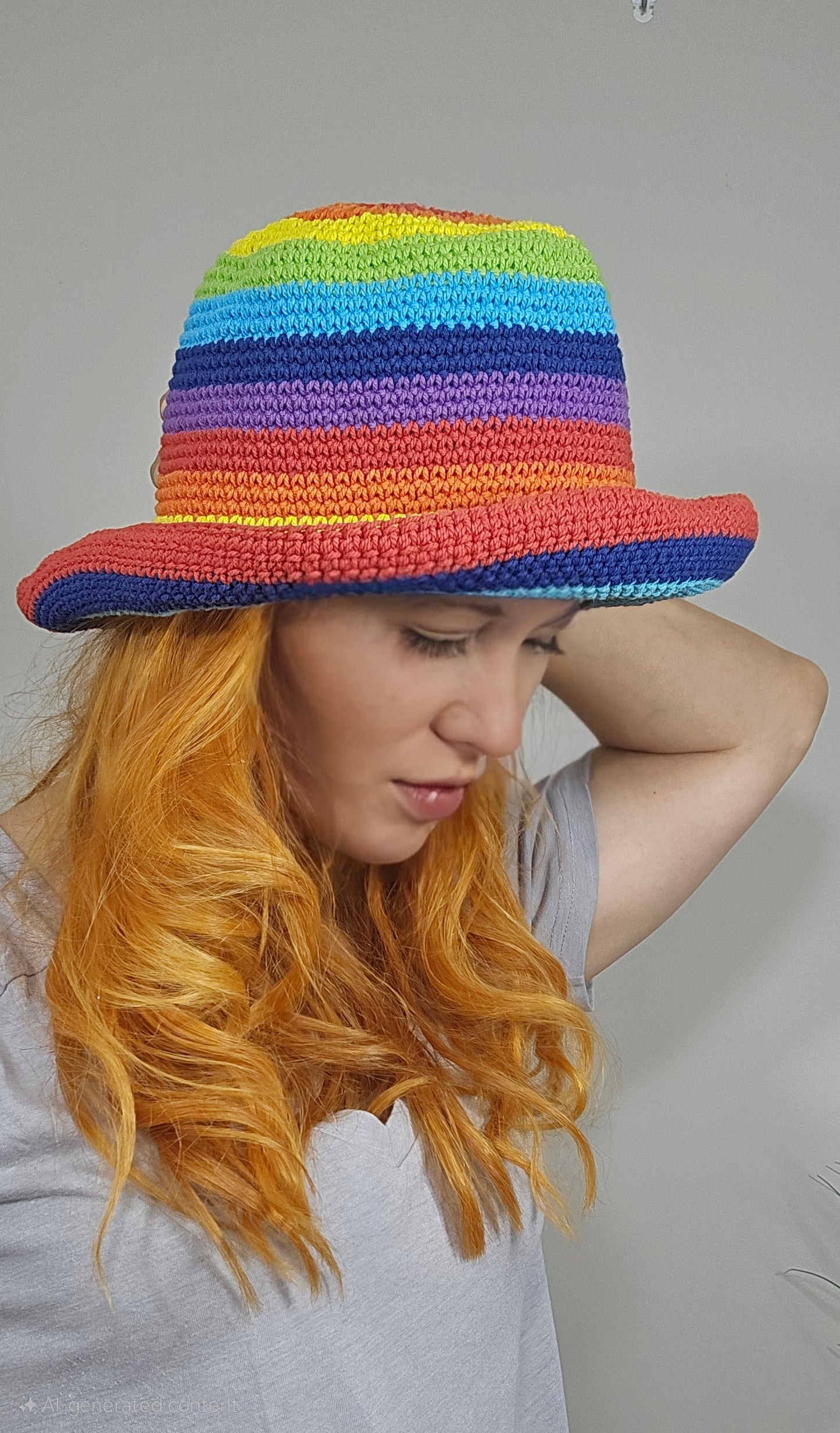 Rainbow Crochet Hat Hippie Bohemian style