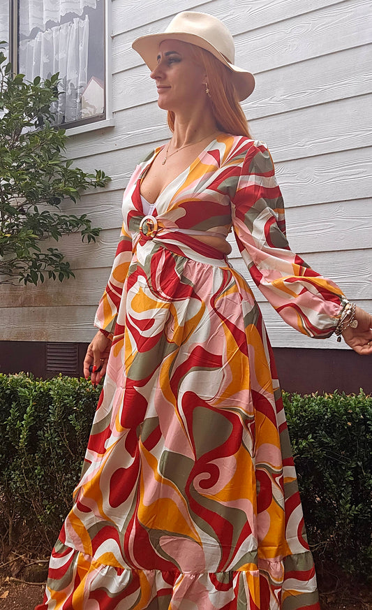 CUT OUT TIE BACK MAXI DRESS size S-M