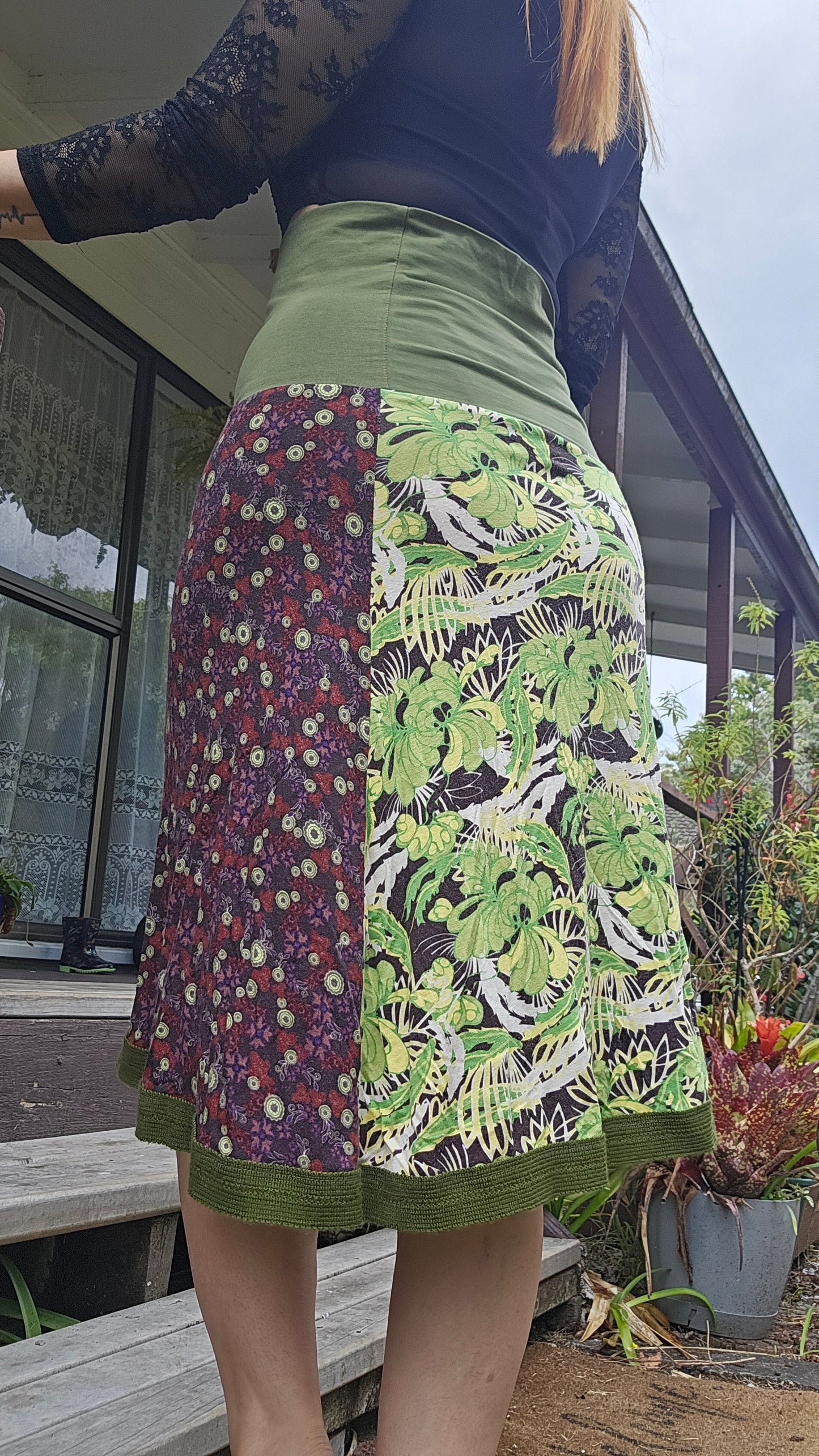 Hippie style skirt - Bohemian green skirt