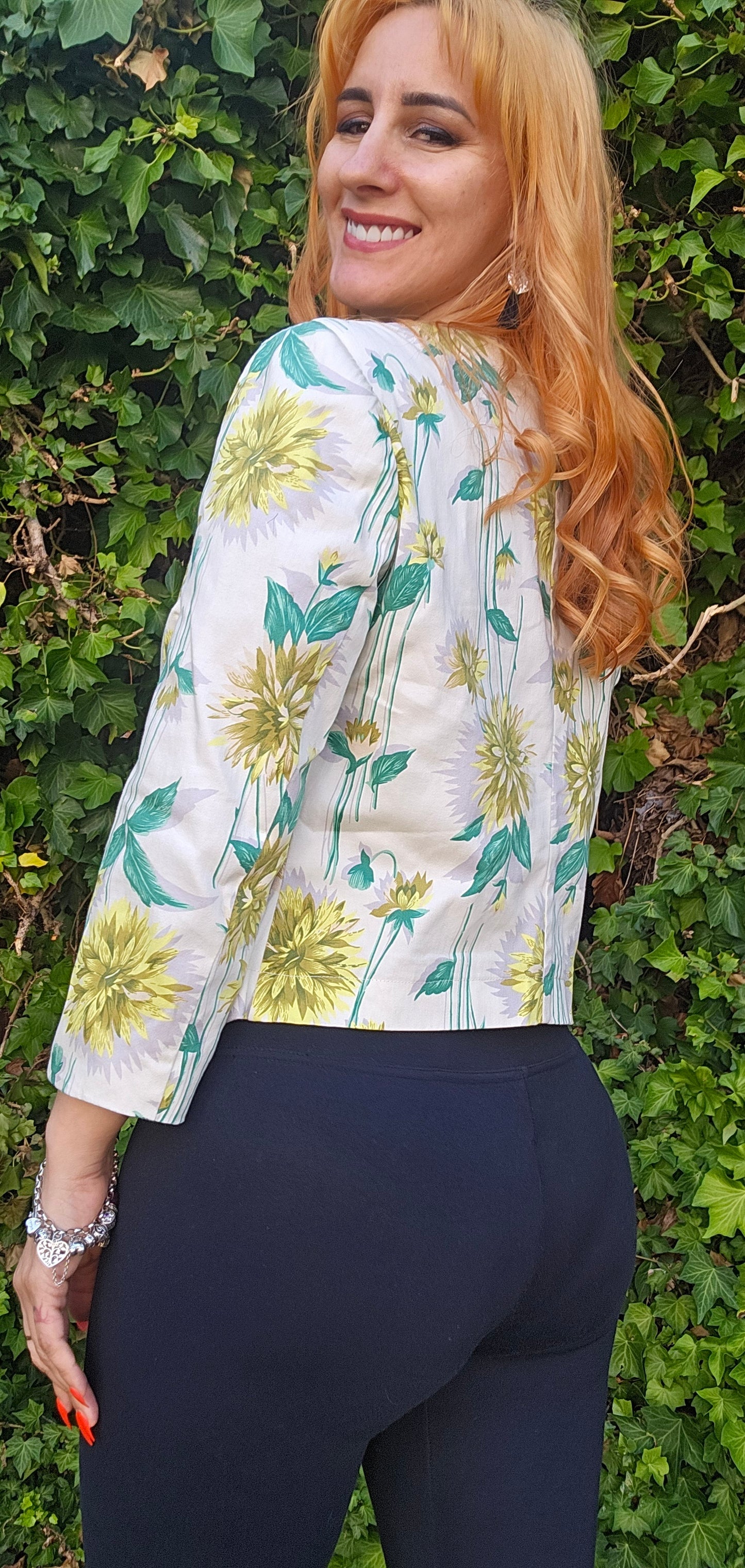 Floral Glasson jacket beige, green and yellow Size 10
