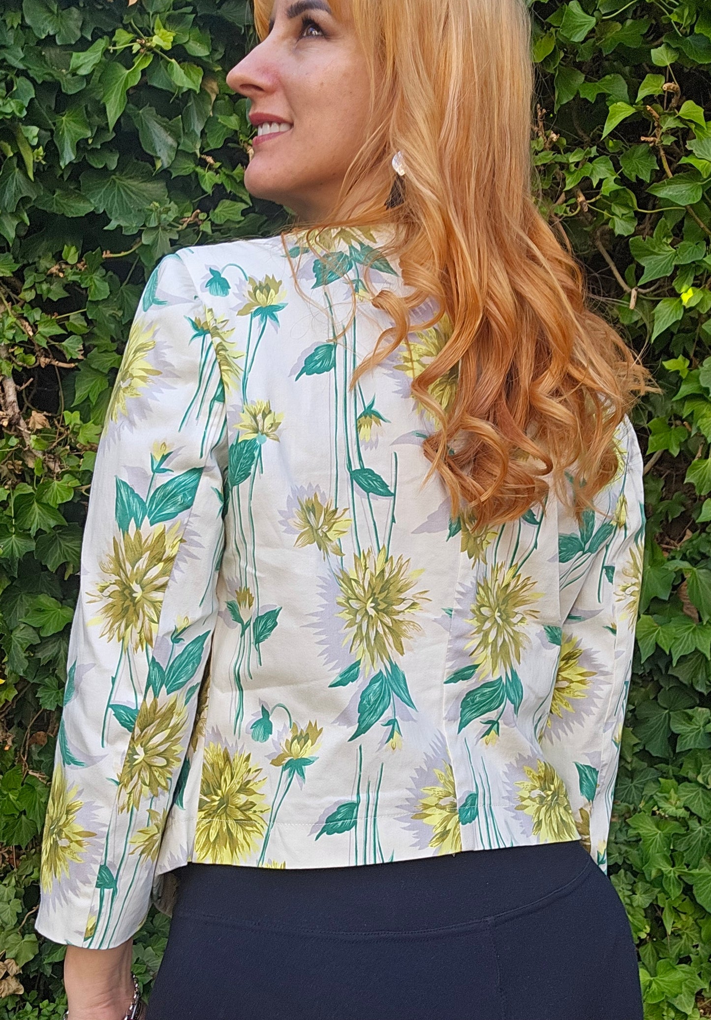 Floral Glasson jacket beige, green and yellow Size 10
