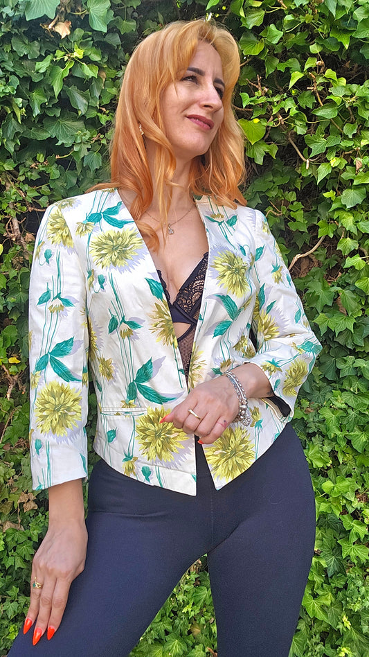 Floral Glasson jacket beige, green and yellow Size 10