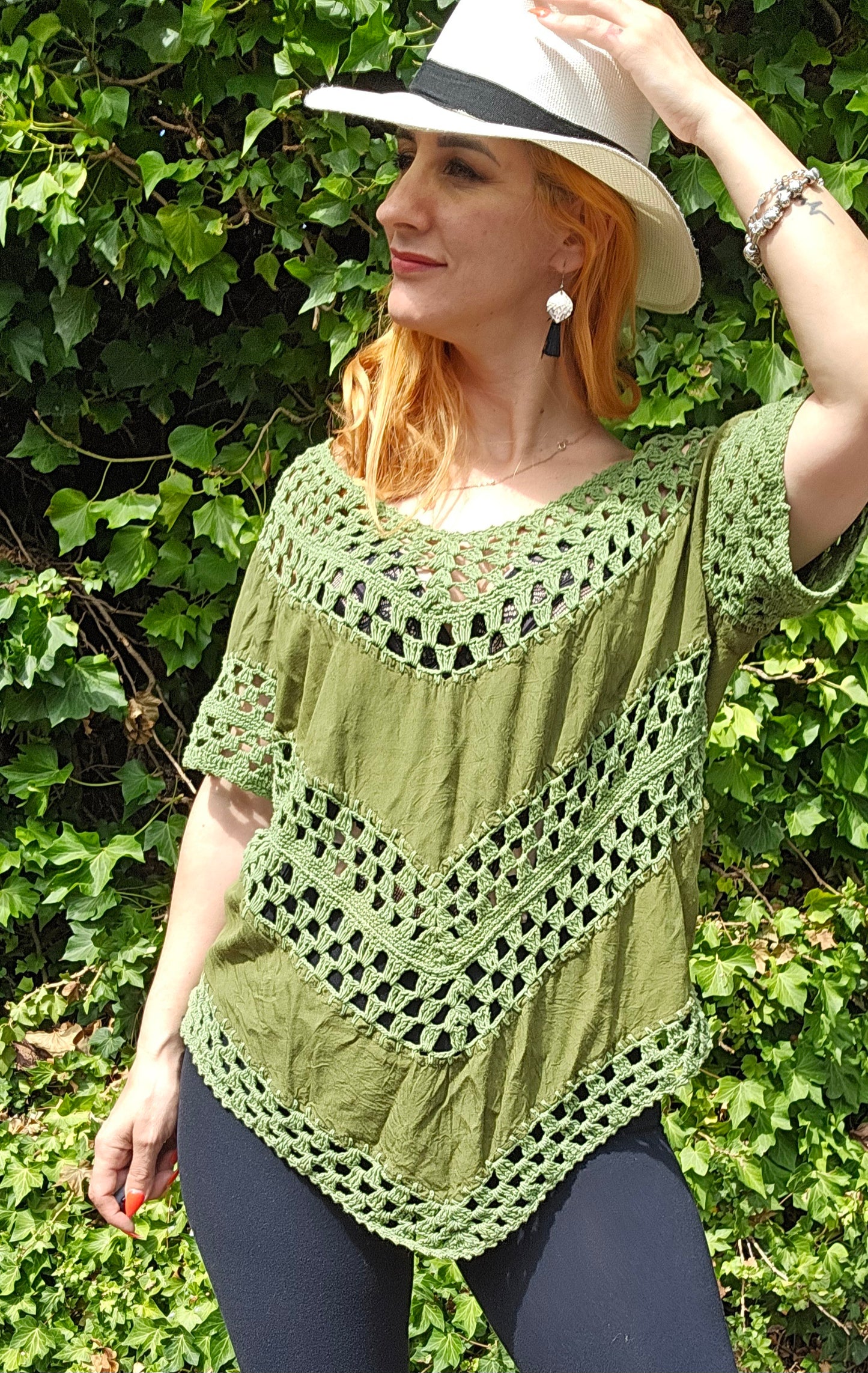 Bohemian Top Womens Crochet Knit