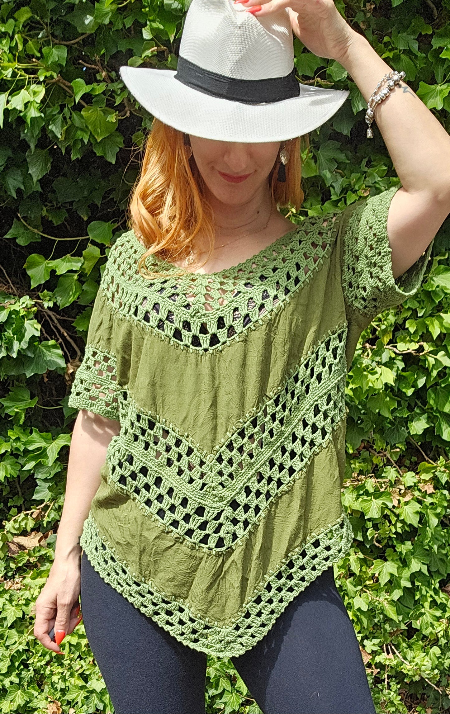 Bohemian Top Womens Crochet Knit