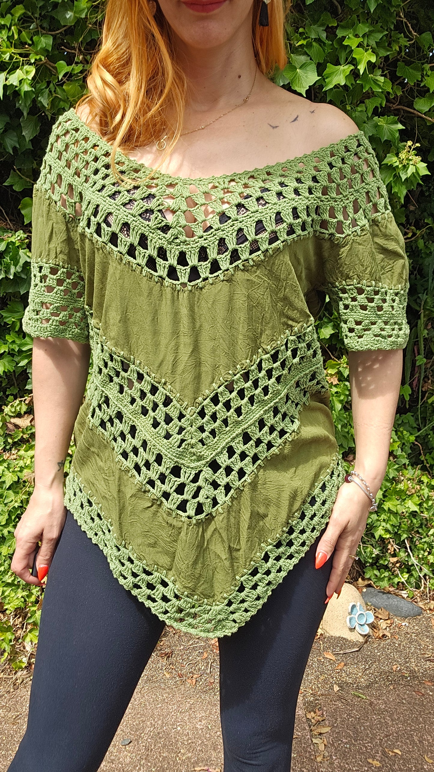 Bohemian Top Womens Crochet Knit
