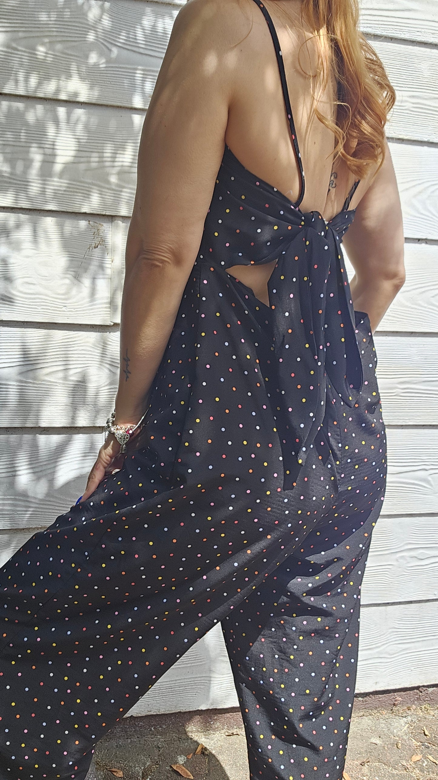 Polka Dot Jumpsuit - Wide Leg Jumpsuit - Preloved Jumpsuit - used jumpsuit