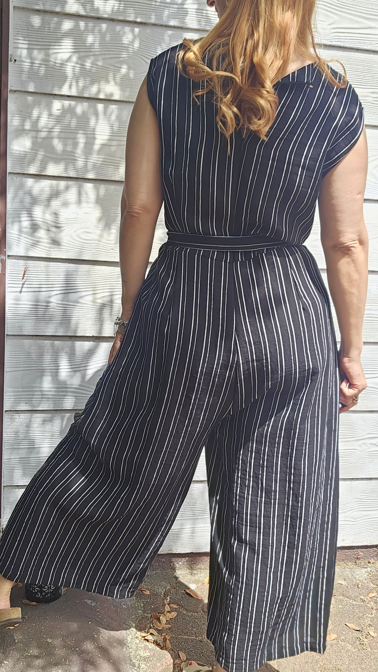 Lovely used Jumpsuit - Belted jumpsuit - Striped jumpsuit Size 14.