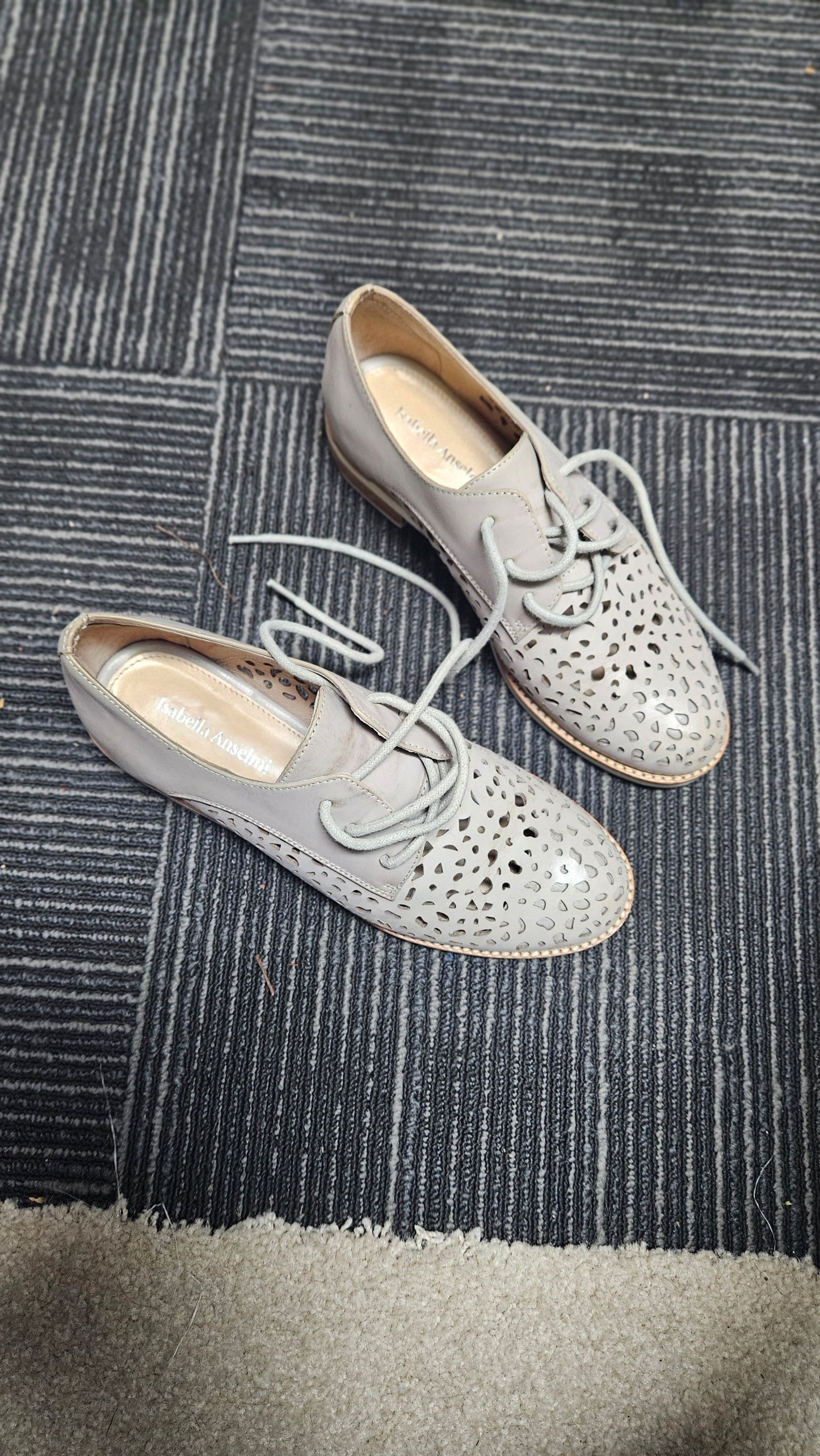 Upper Leather Lace Up Formal Flats for Women
