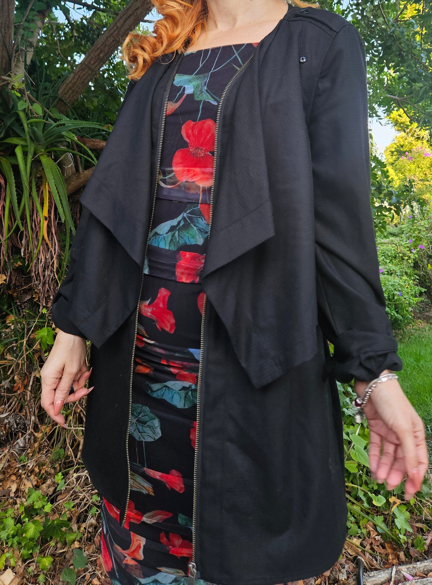 Witchery Womens Jacket Size 12 Black Zip-Up Layered Coat