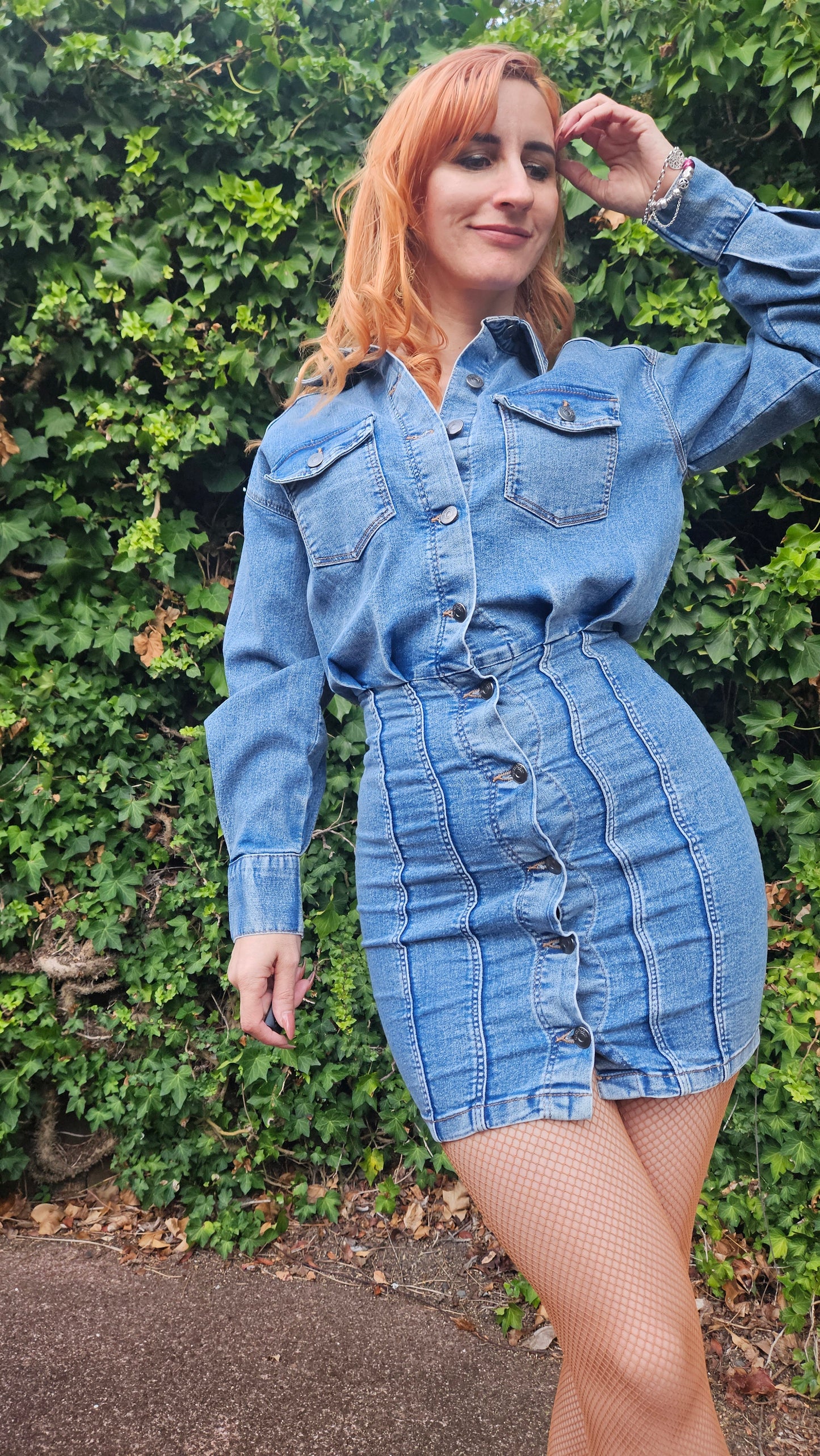H&M Long Sleeve Button Up Denim Dress Dress