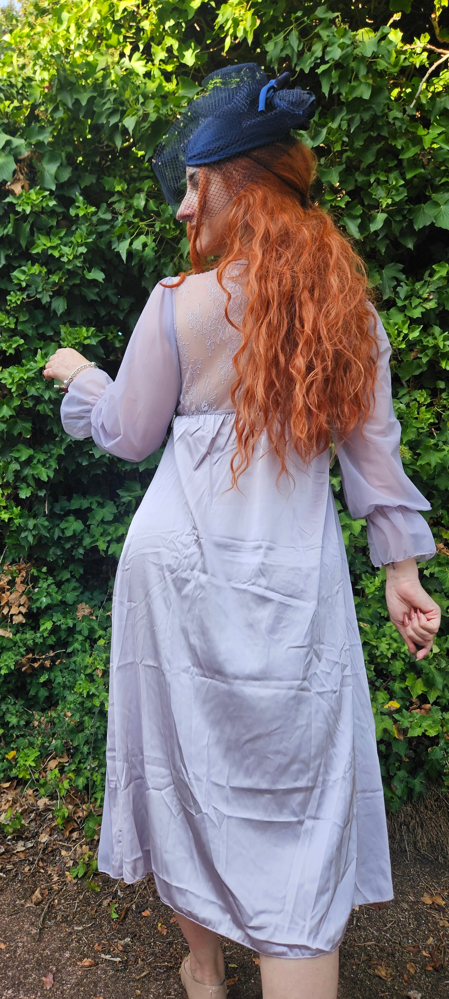 Long sleeves Vintage Slip wear - slip Dress- Night Gown - nighty