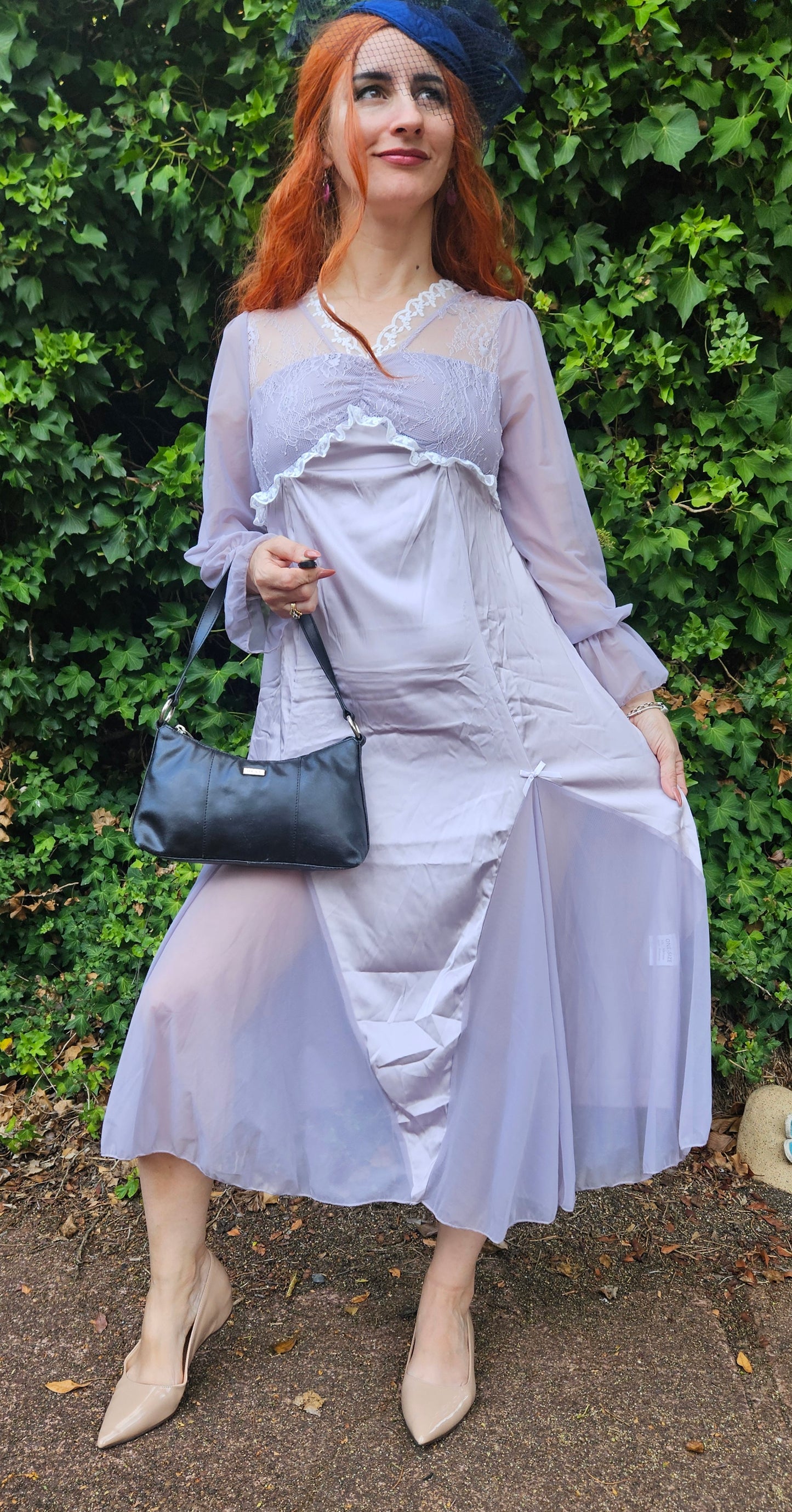 Long sleeves Vintage Slip wear - slip Dress- Night Gown - nighty