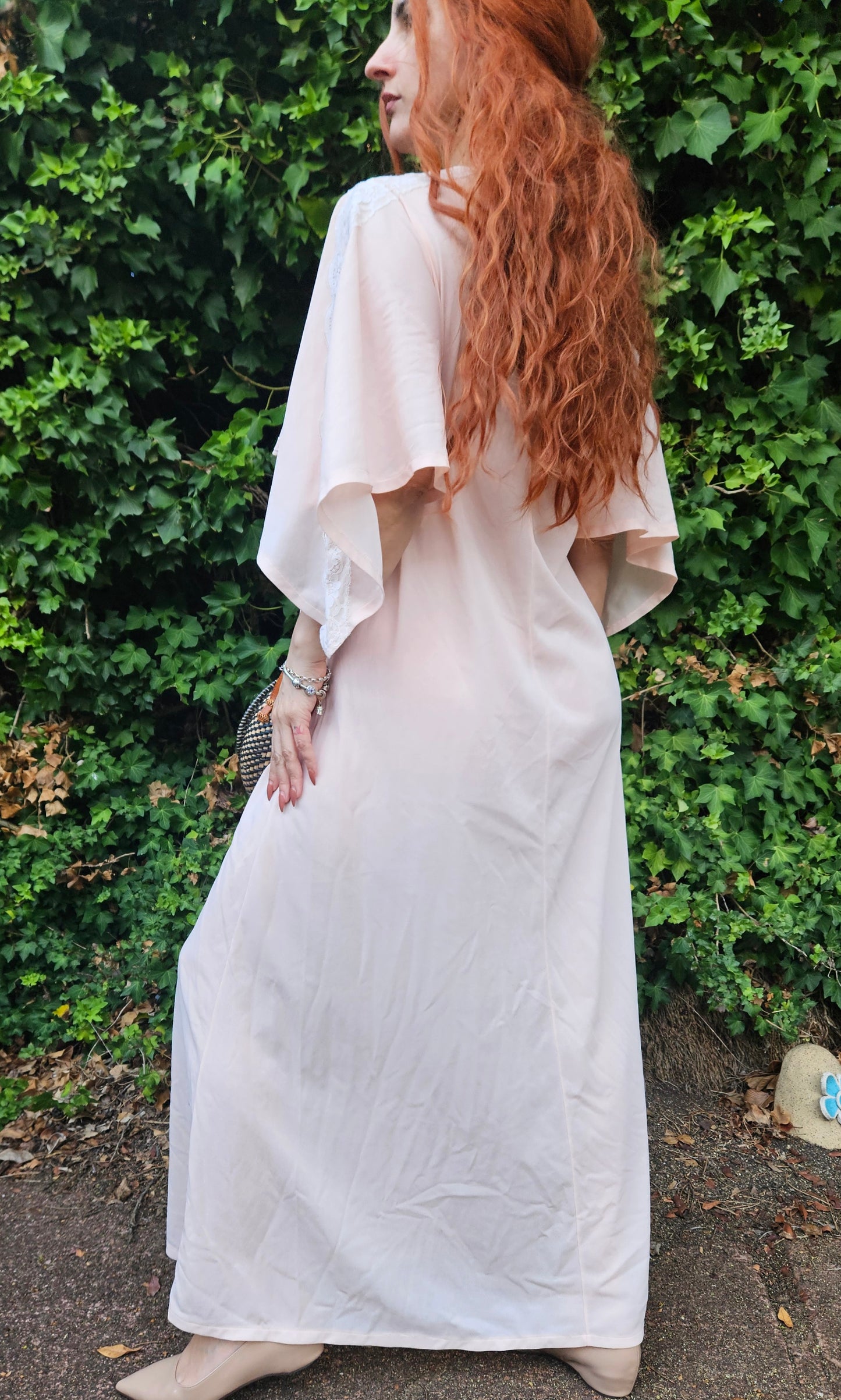 Vintage Bohemian dress - slip Dress- Night Gown - Size M.