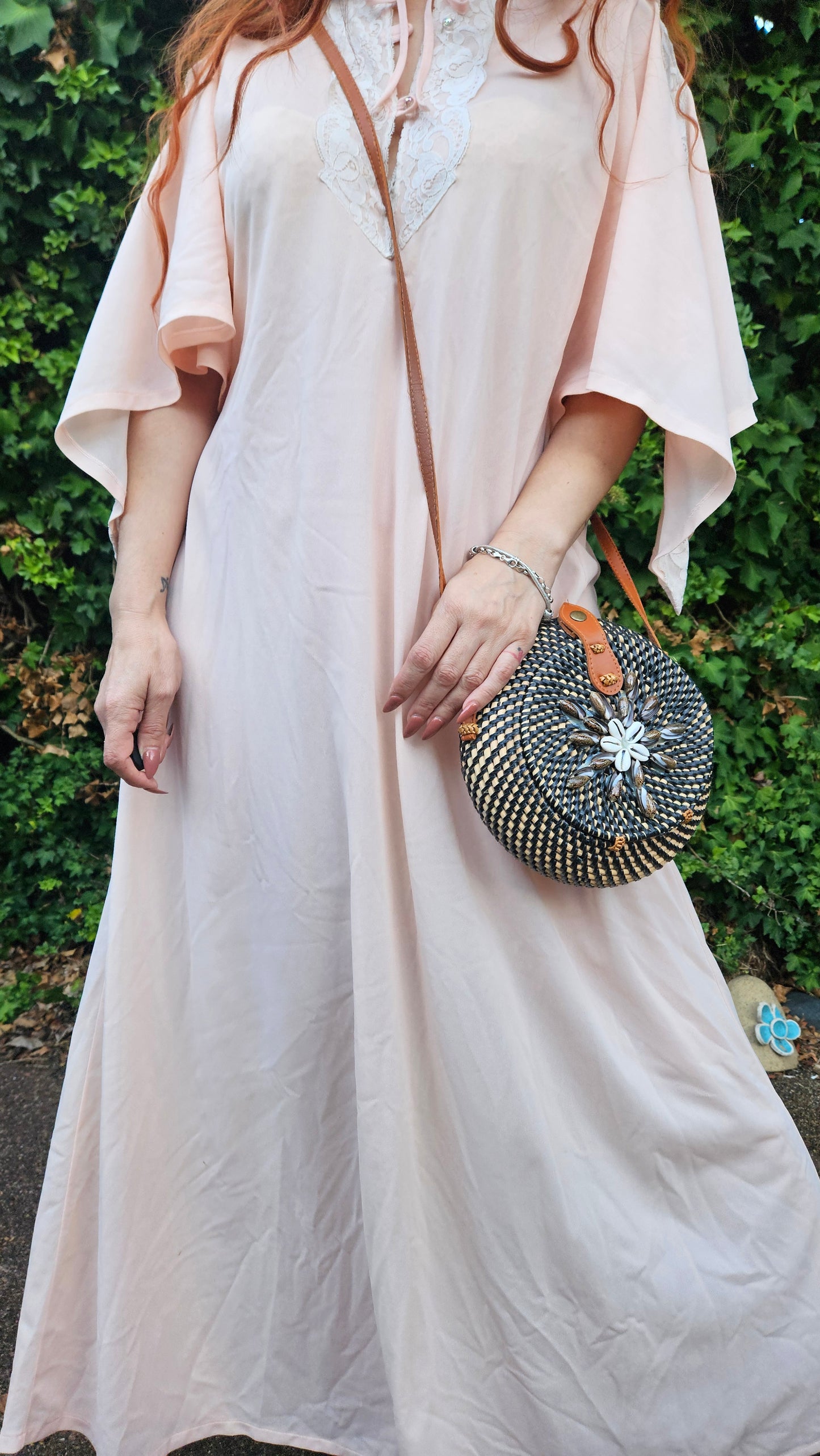 Vintage Bohemian dress - slip Dress- Night Gown - Size M.
