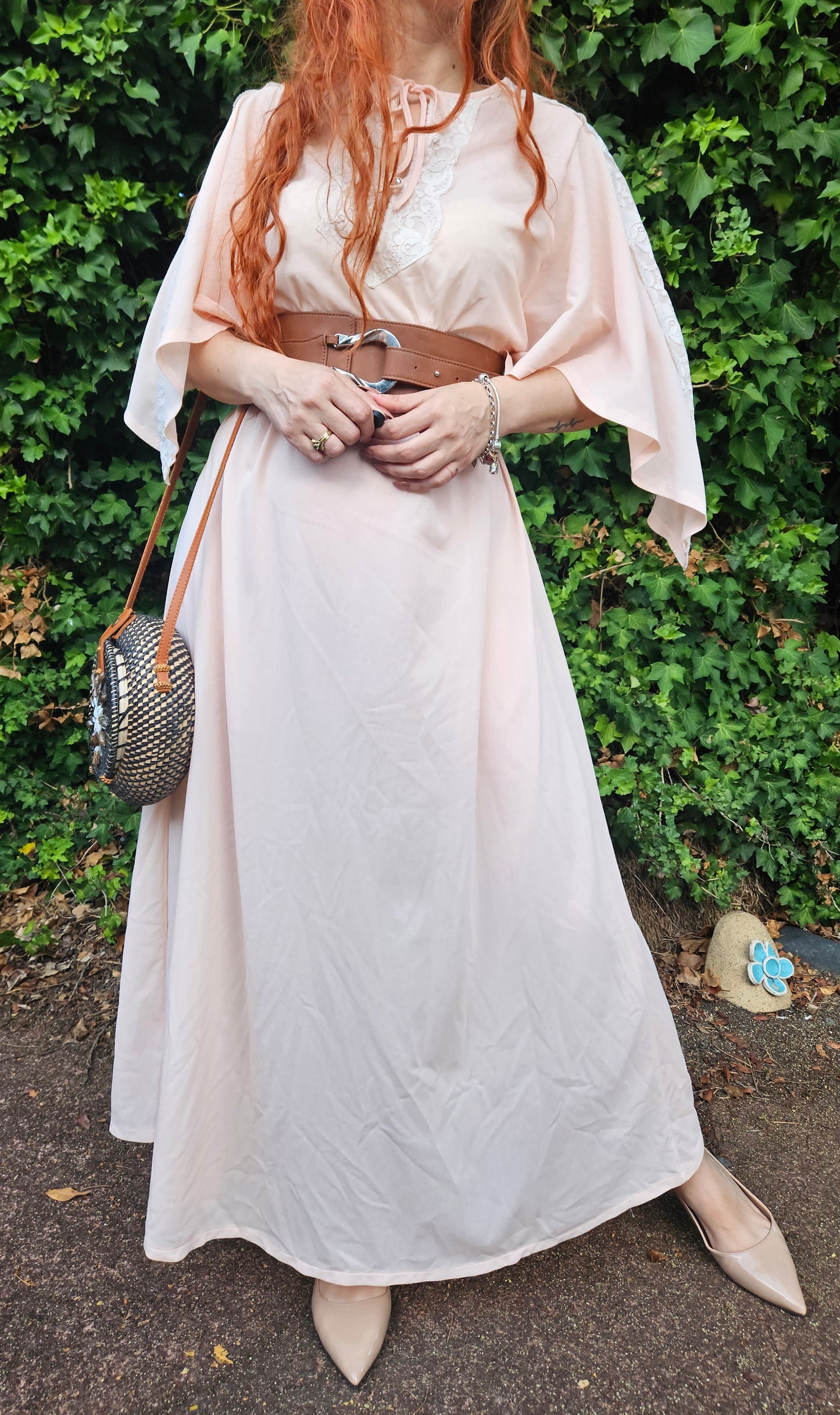 Vintage Bohemian dress - slip Dress- Night Gown - Size M.