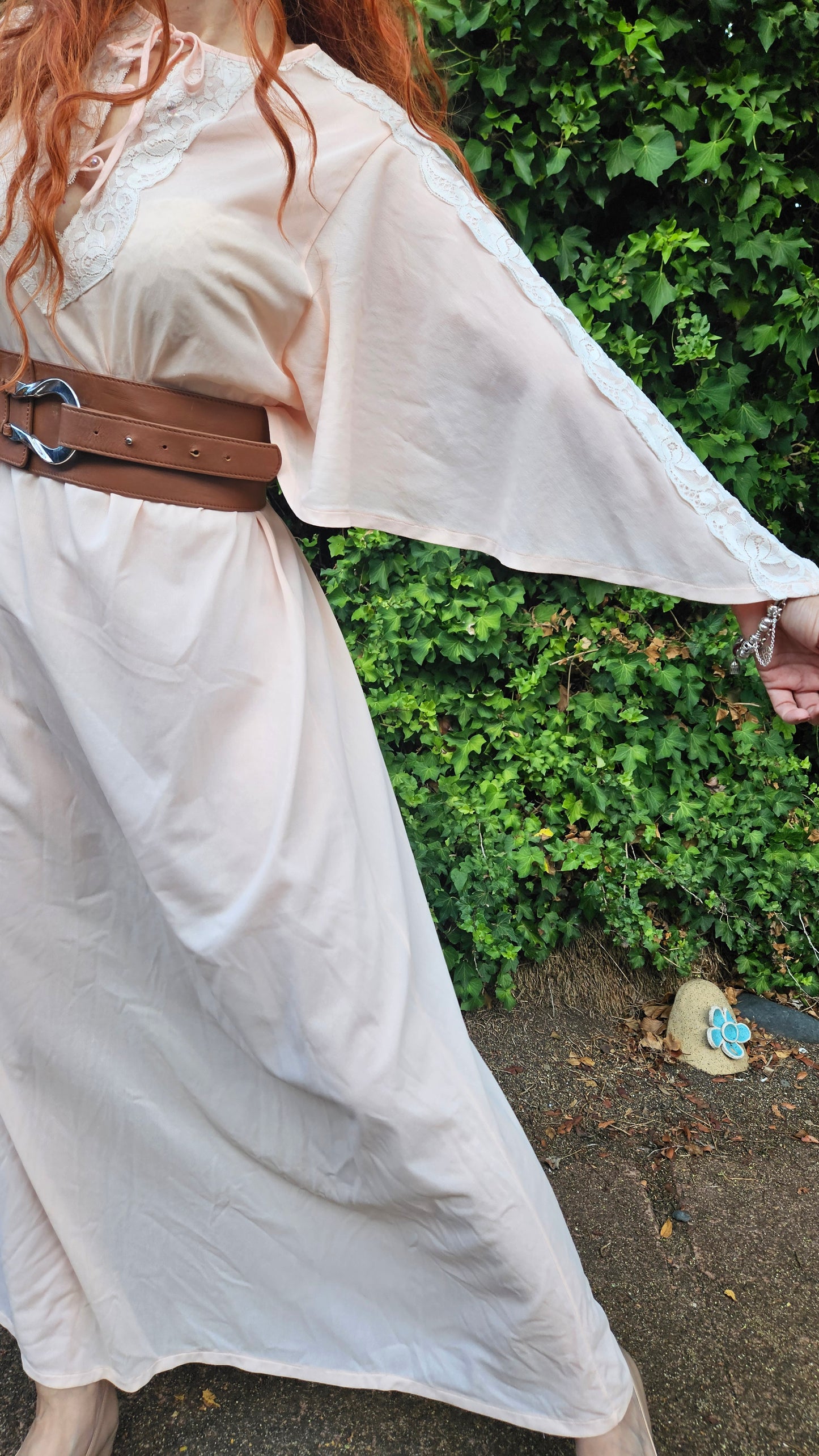 Vintage Bohemian dress - slip Dress- Night Gown - Size M.