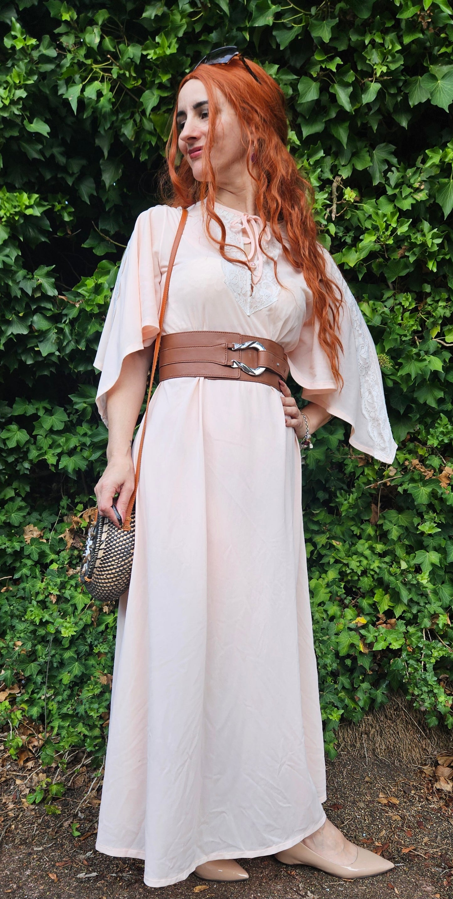 Vintage Bohemian dress - slip Dress- Night Gown - Size M.