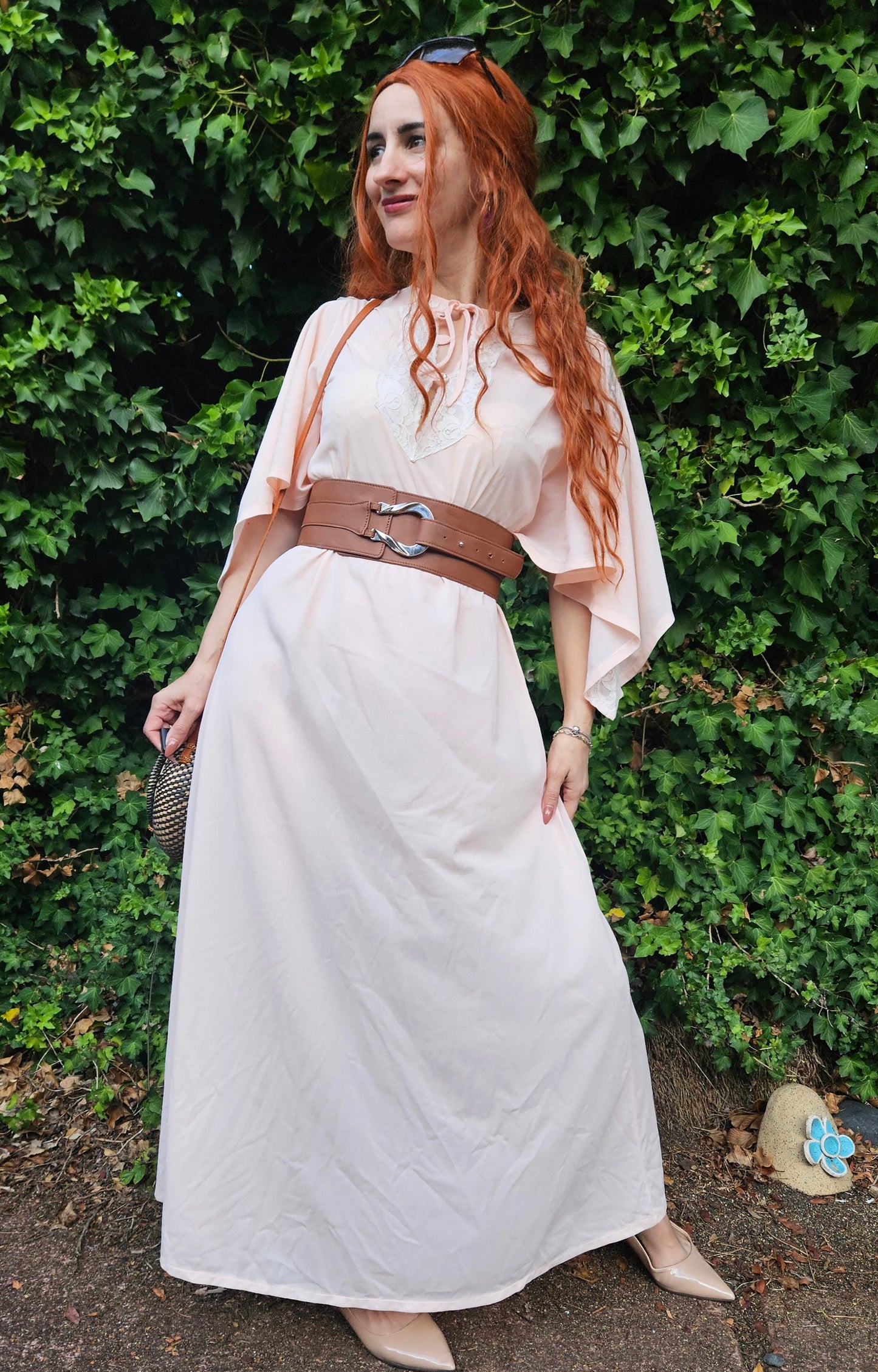 Vintage Bohemian dress - slip Dress- Night Gown - Size M.